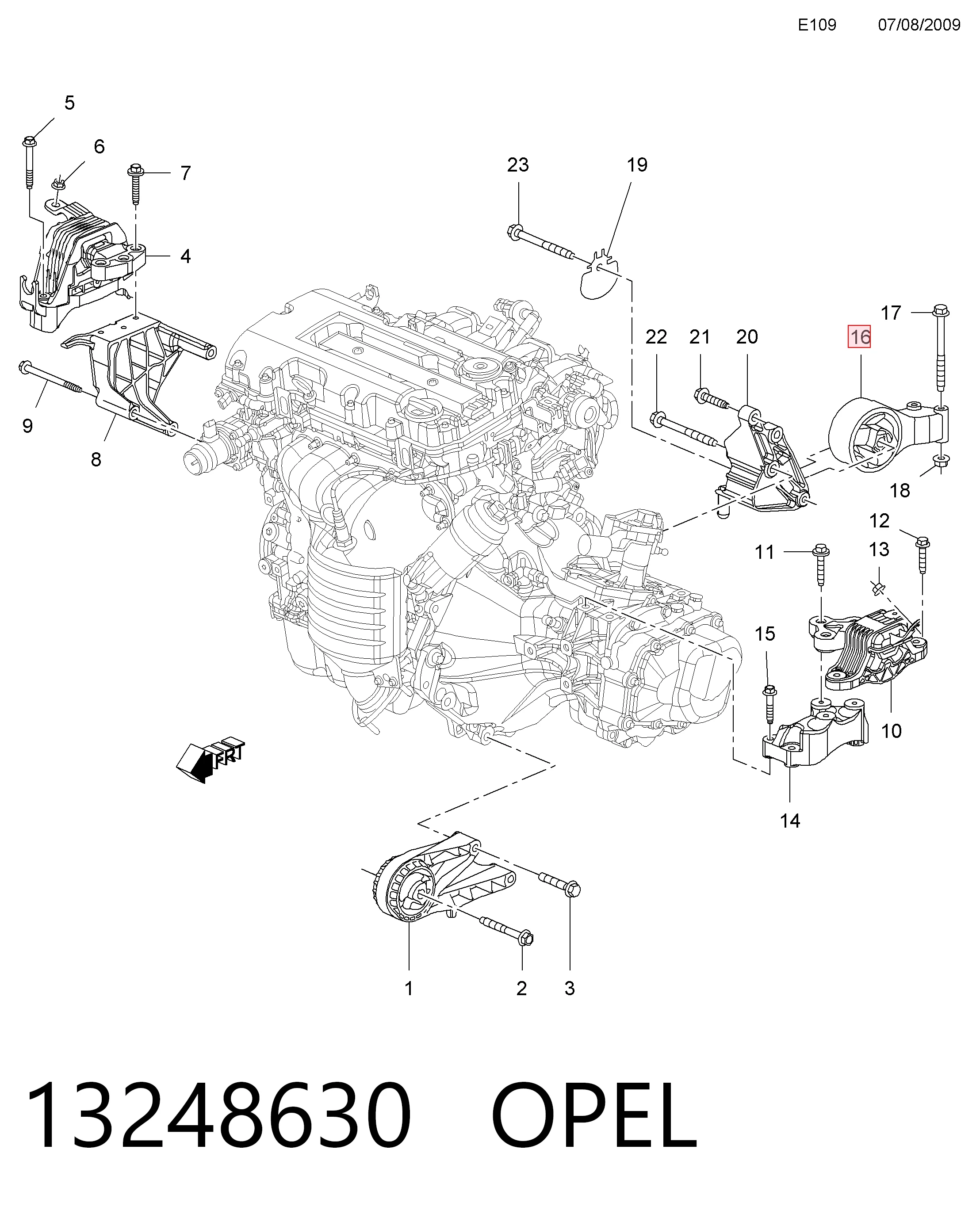 Soporte de motor trasero para Opel Zafira P12