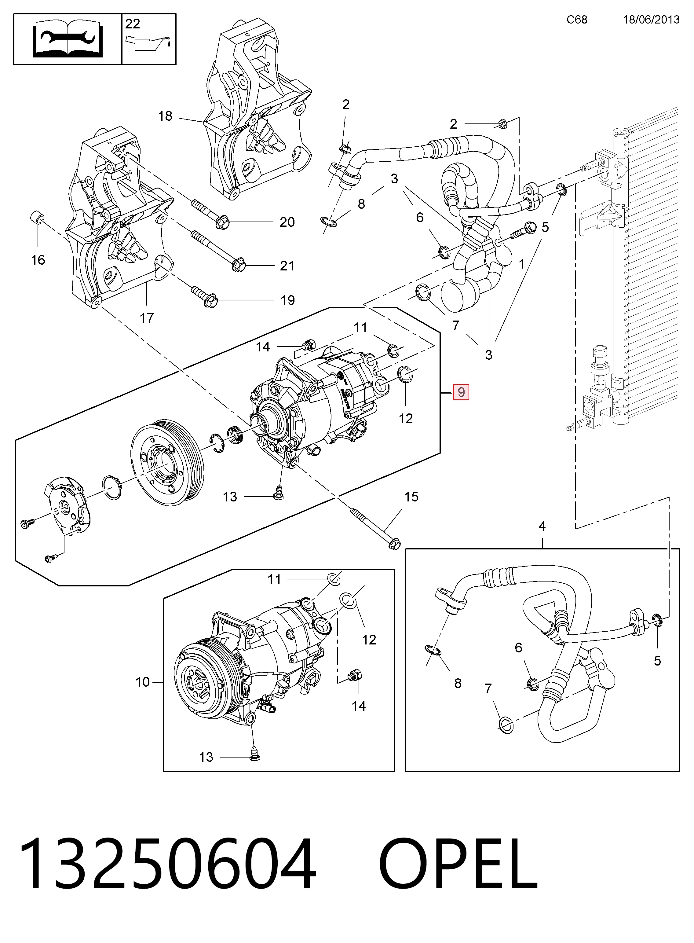 13250604 Opel Compresor climatizador
