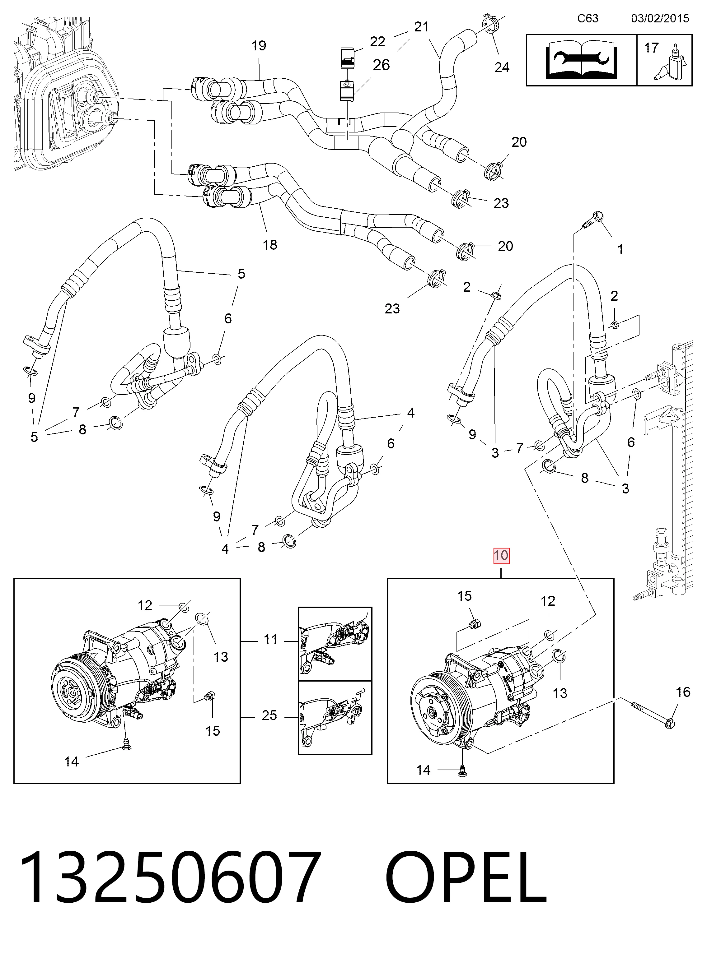 13250607 Opel Compresor climatizador