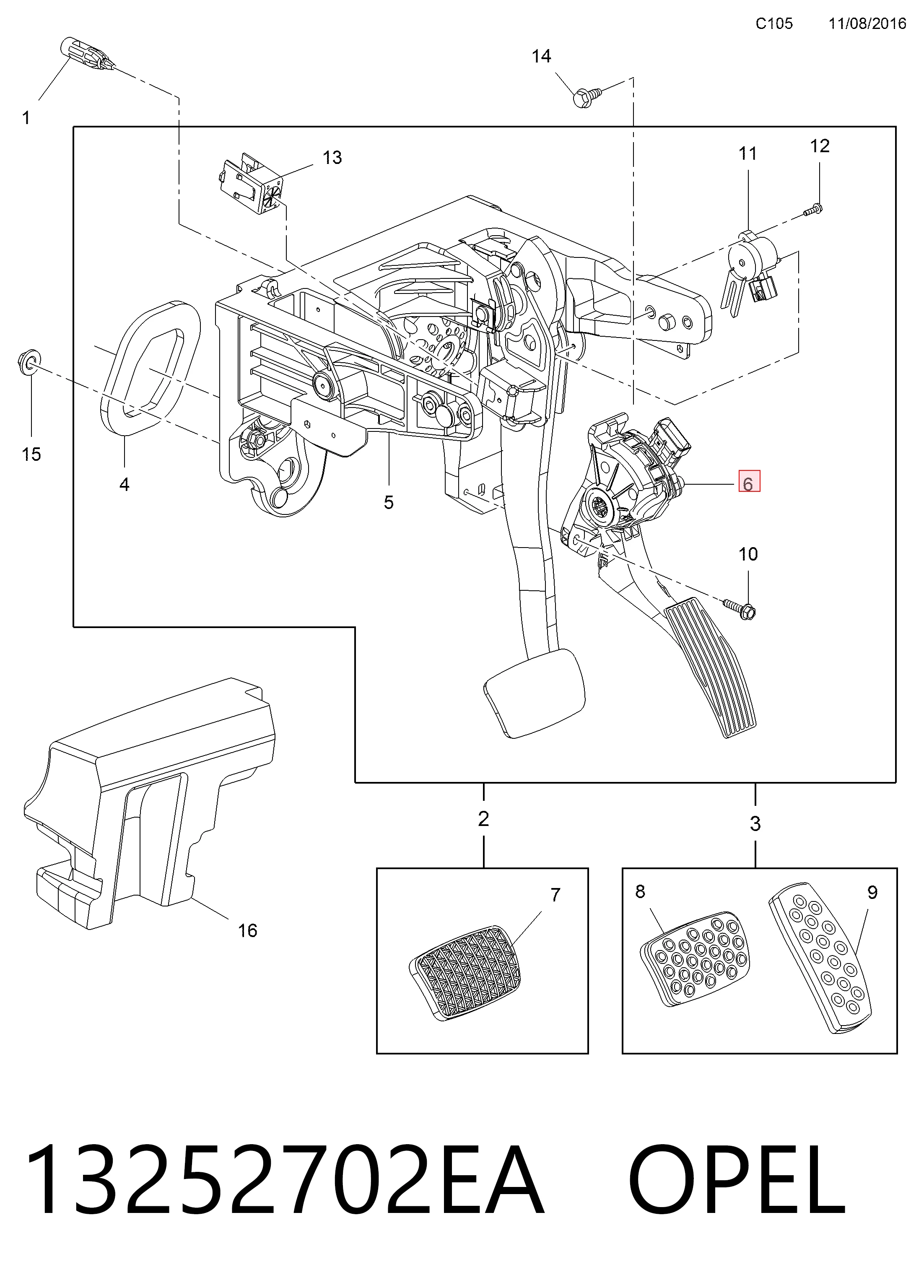 Potenciómetro pedal Opel Astra J