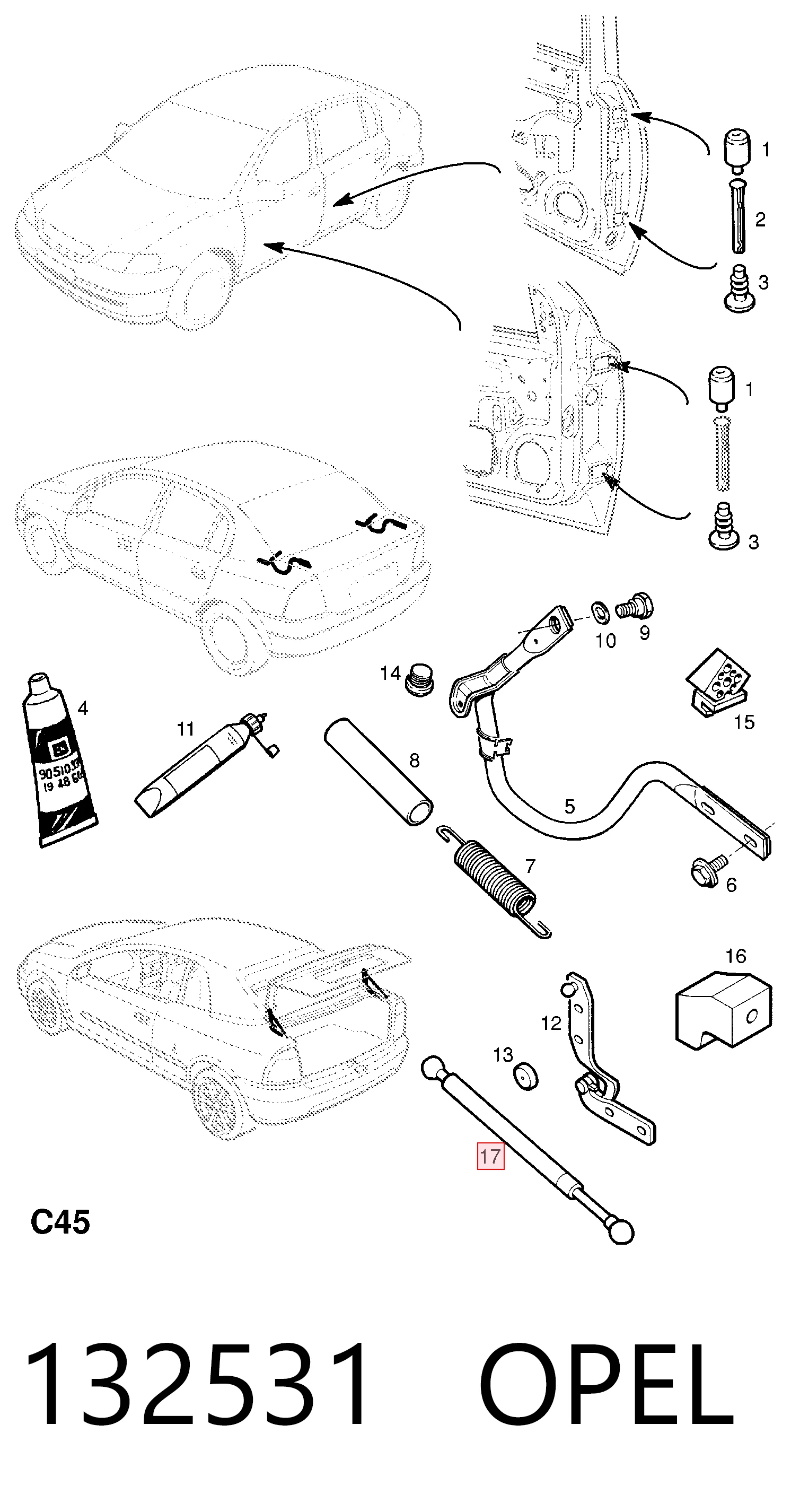 Comprar Amortiguador de la tapa del maletero Opel Astra  F67 a bajo precio