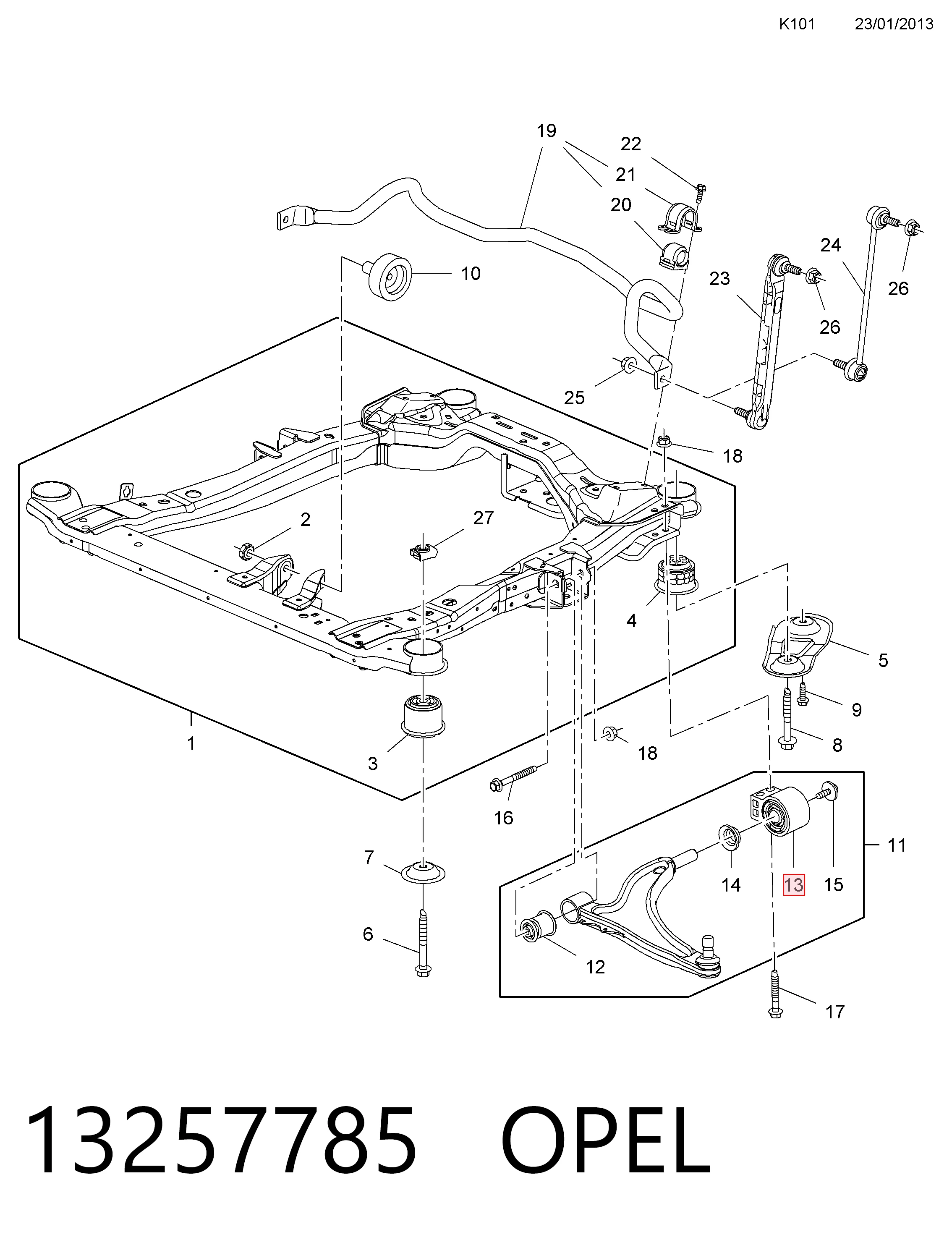 Silentblock del brazo de suspensión para Opel Insignia G09
