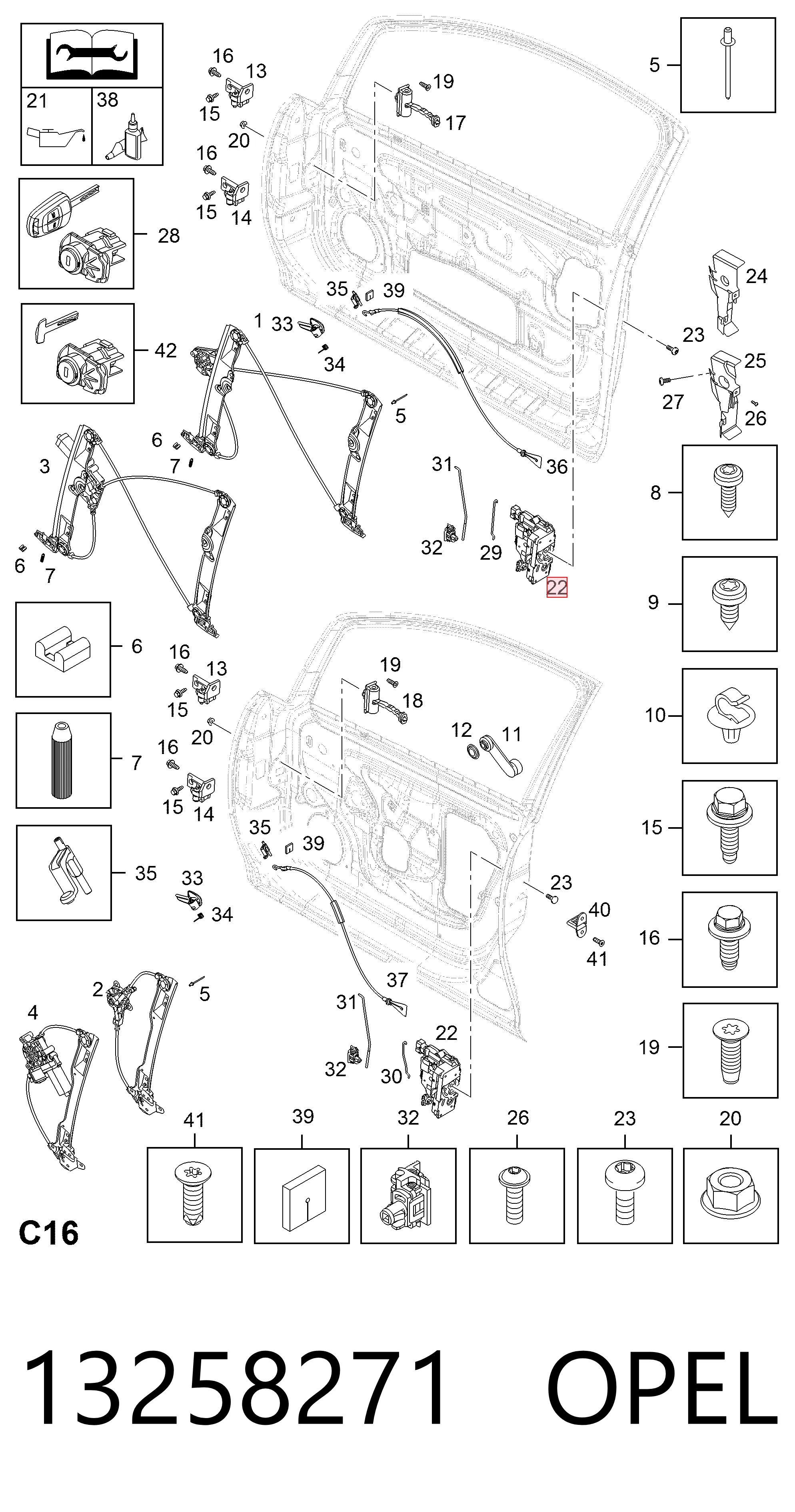 Cerradura de puerta delantera izquierda Opel Corsa  (X15)