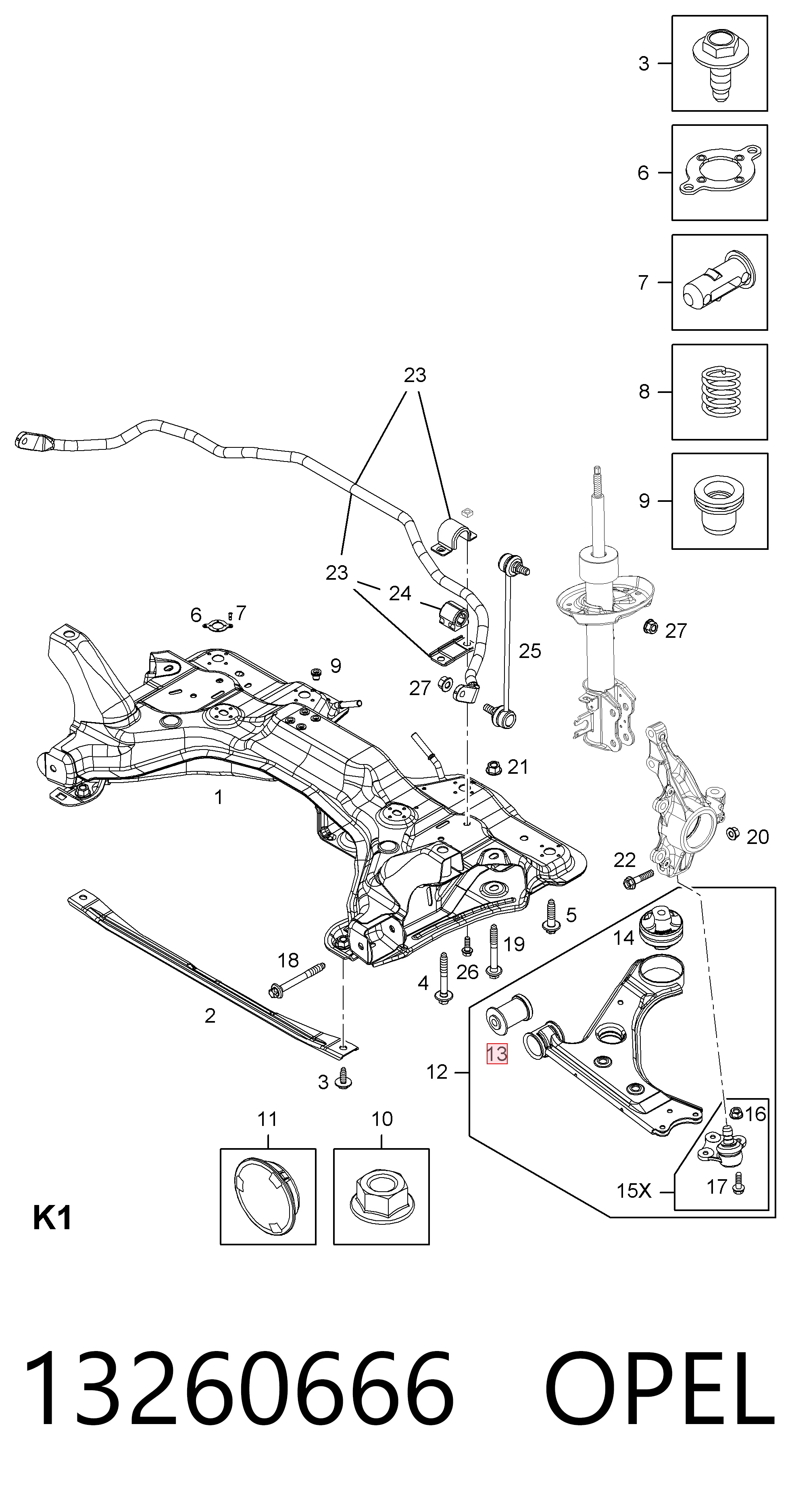 Silentblock suspension Corsa  monovolumen (2006-2015) original desde 8,23 €