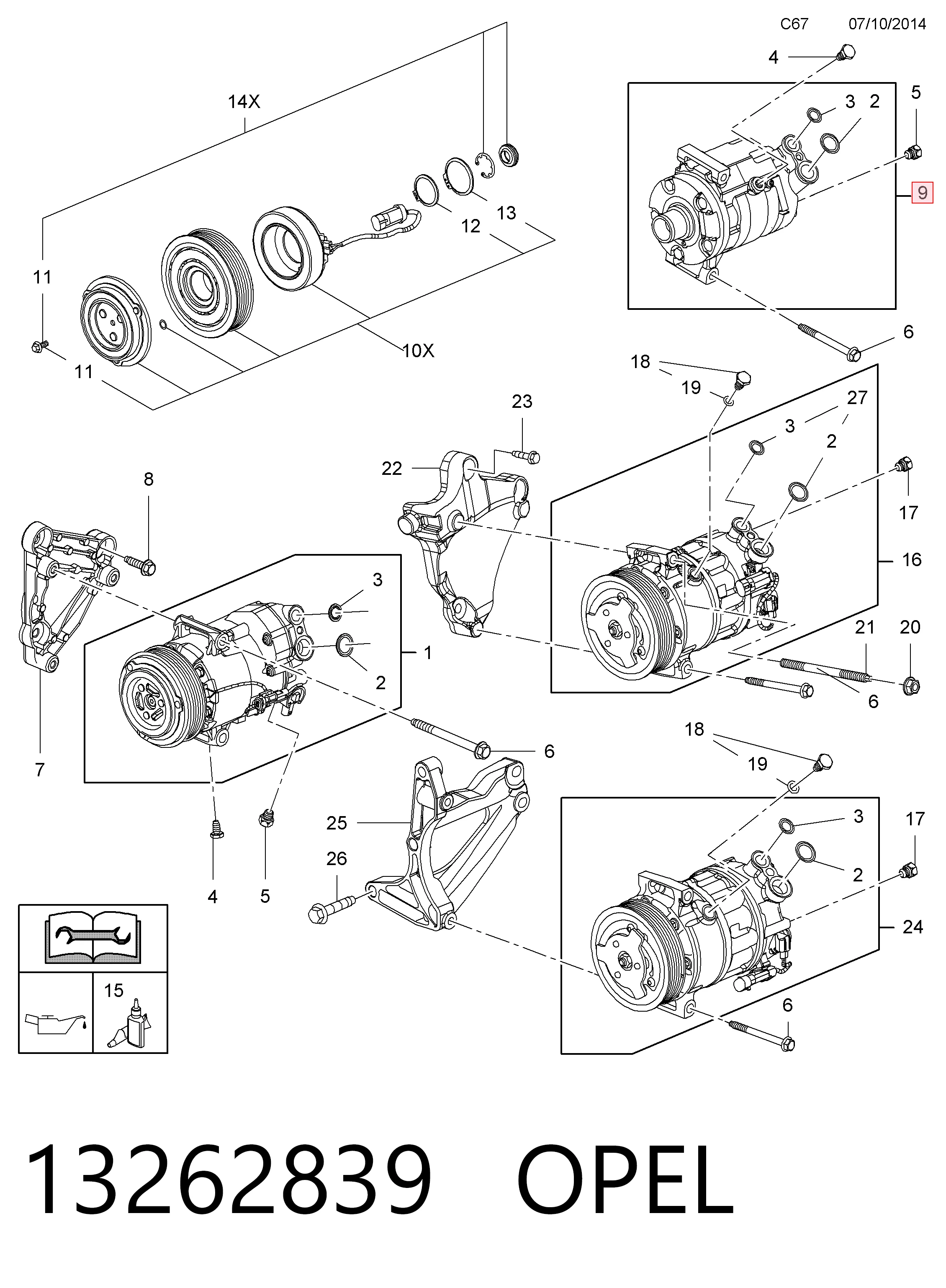 13262839 Opel Compresor climatizador