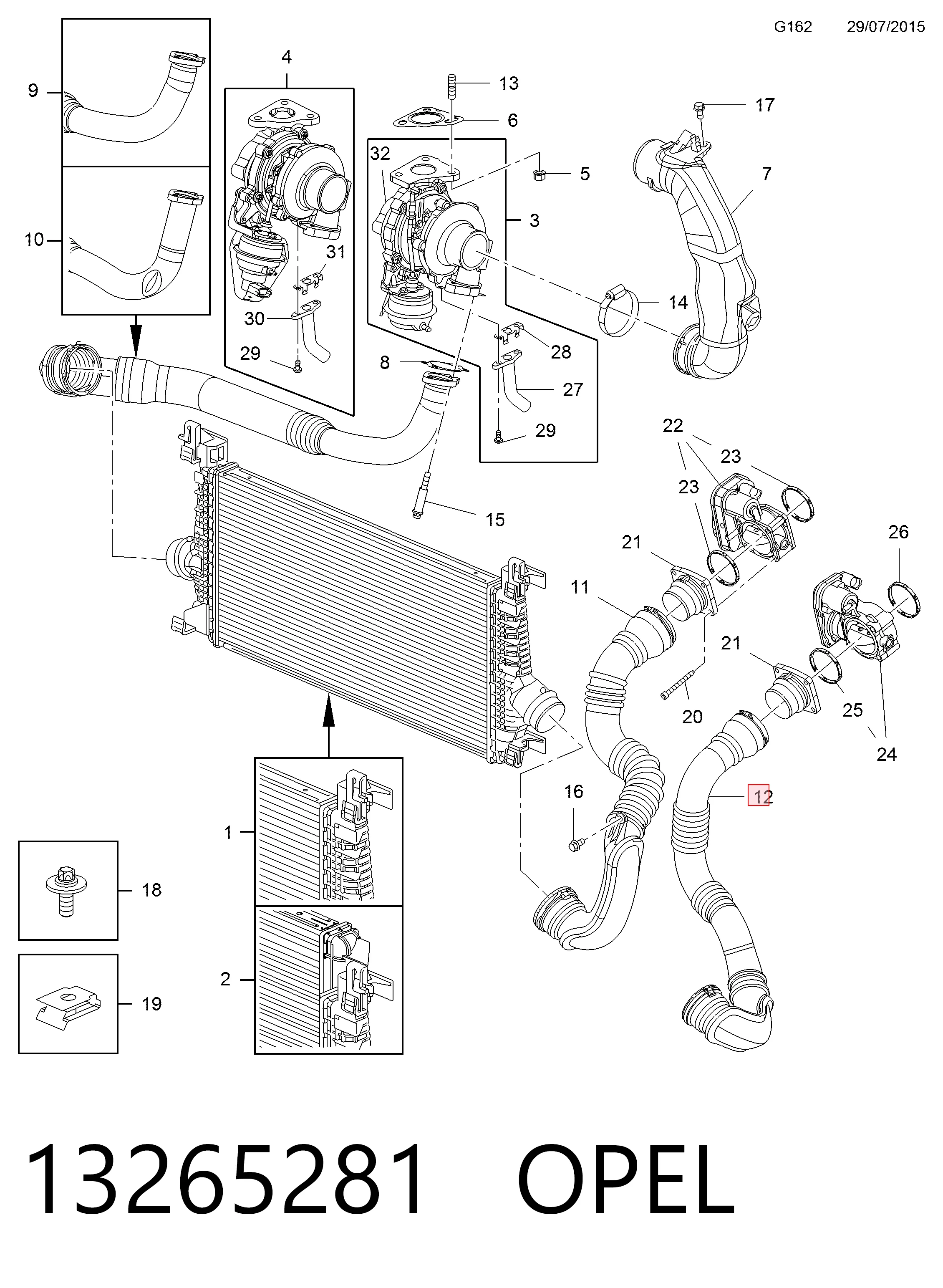 13265281 Opel Manguera del intercooler