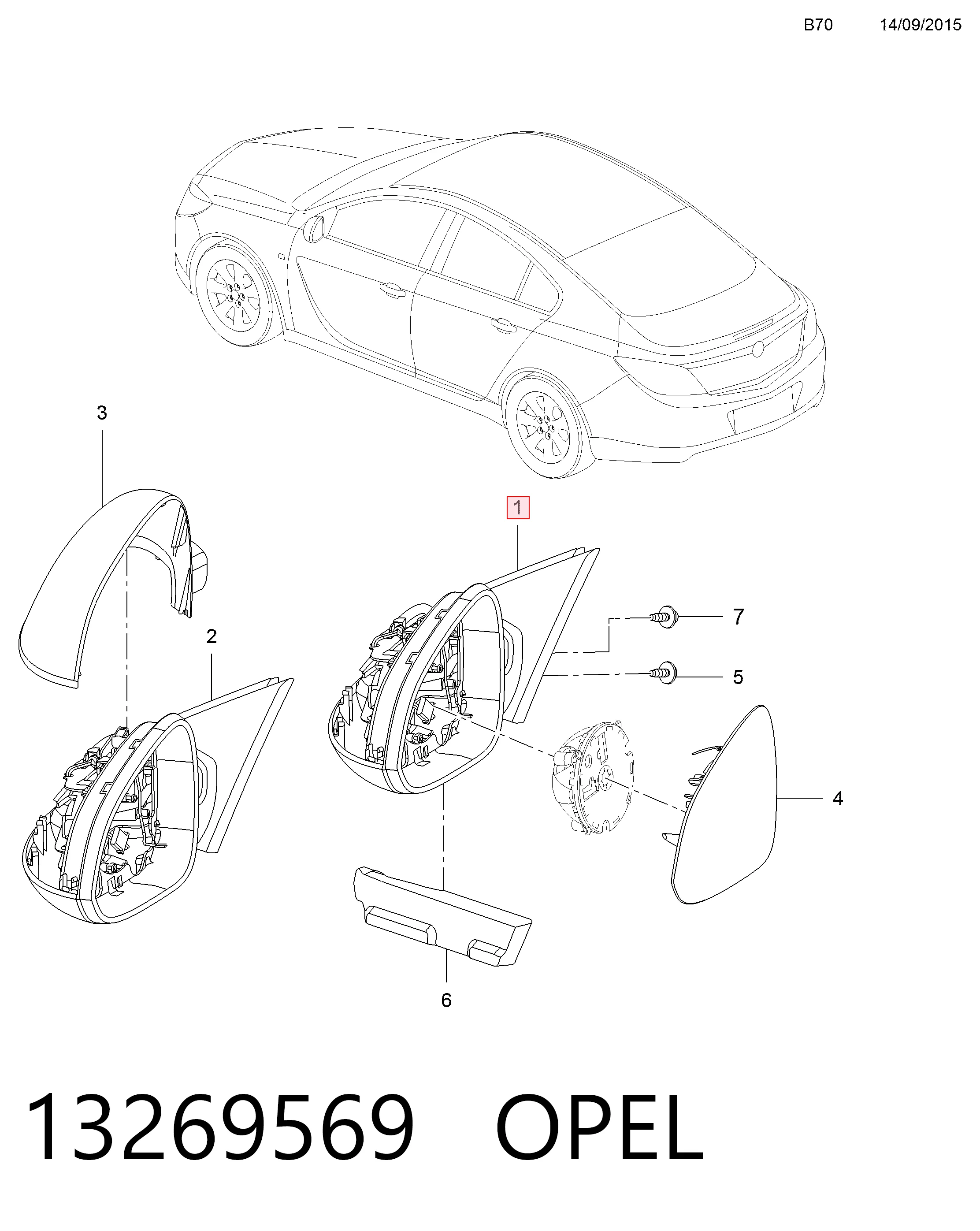  Espejo de retrovisor izquierdo Opel Insignia 