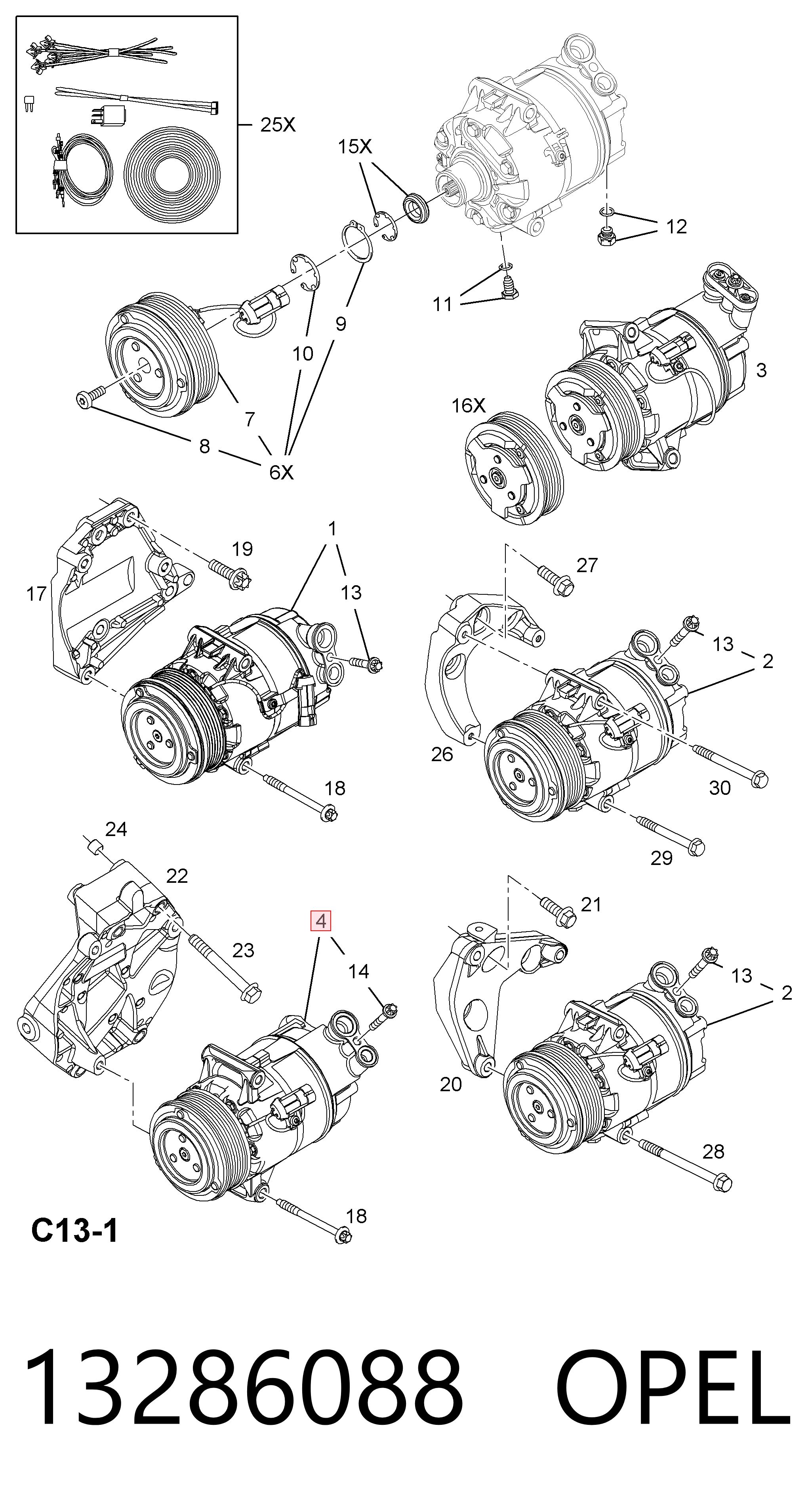 13286088 Opel Compresor climatizador
