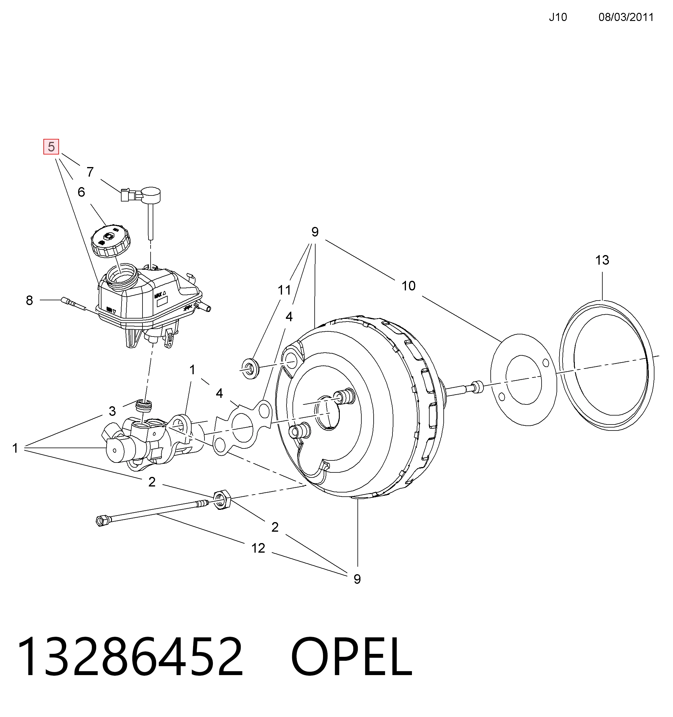 Deposito liquido frenos para Opel Astra J 