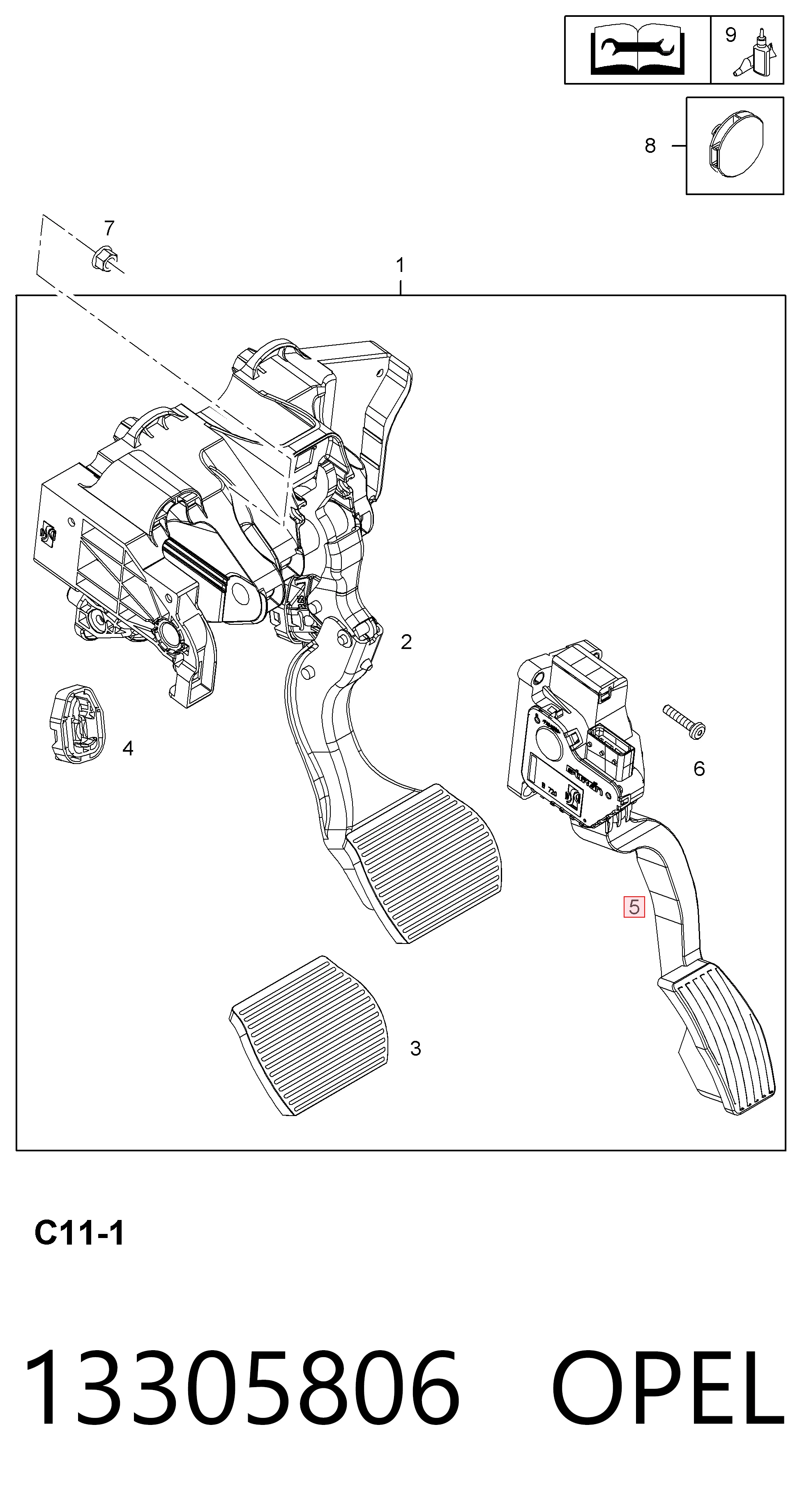 13305806 Peugeot/Citroen Pedal de aceleracion