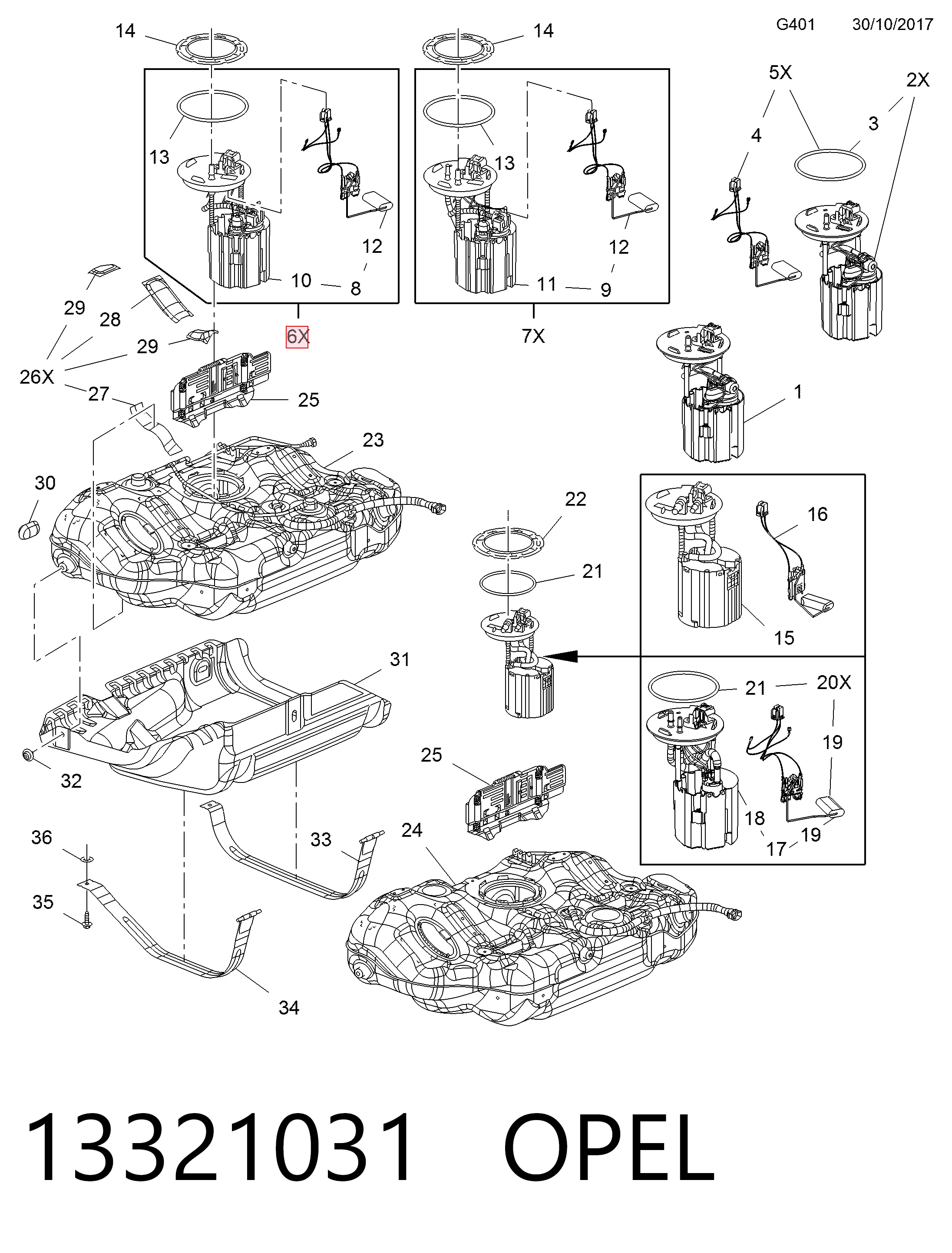 13321031 Opel Módulo de alimentación de combustible