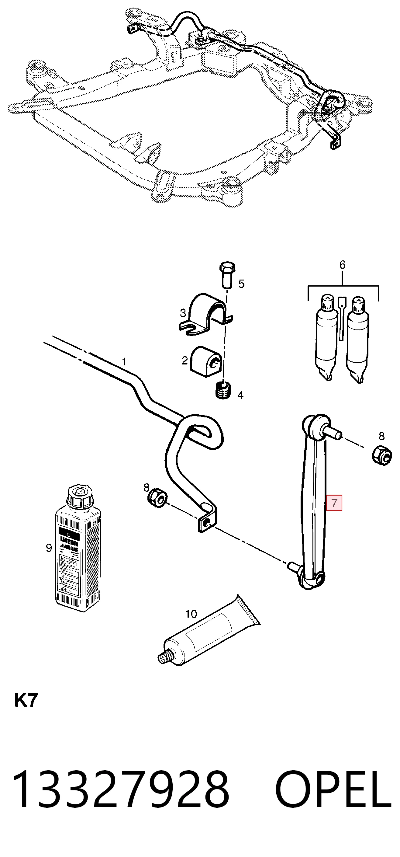 Soporte de la barra estabilizadora delantera Opel Astra  (1998-2009)