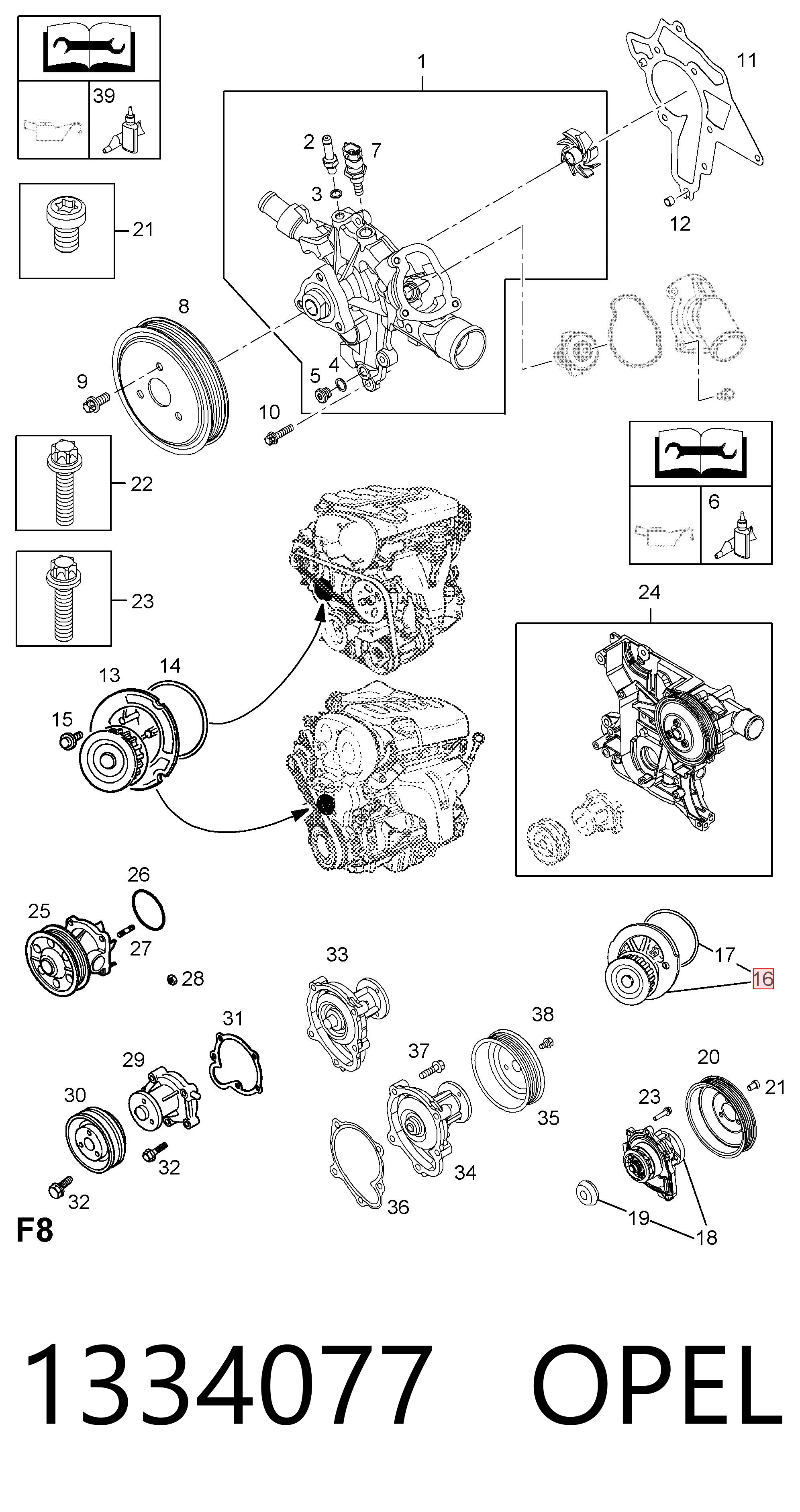 Bomba de agua 1334077 OPEL