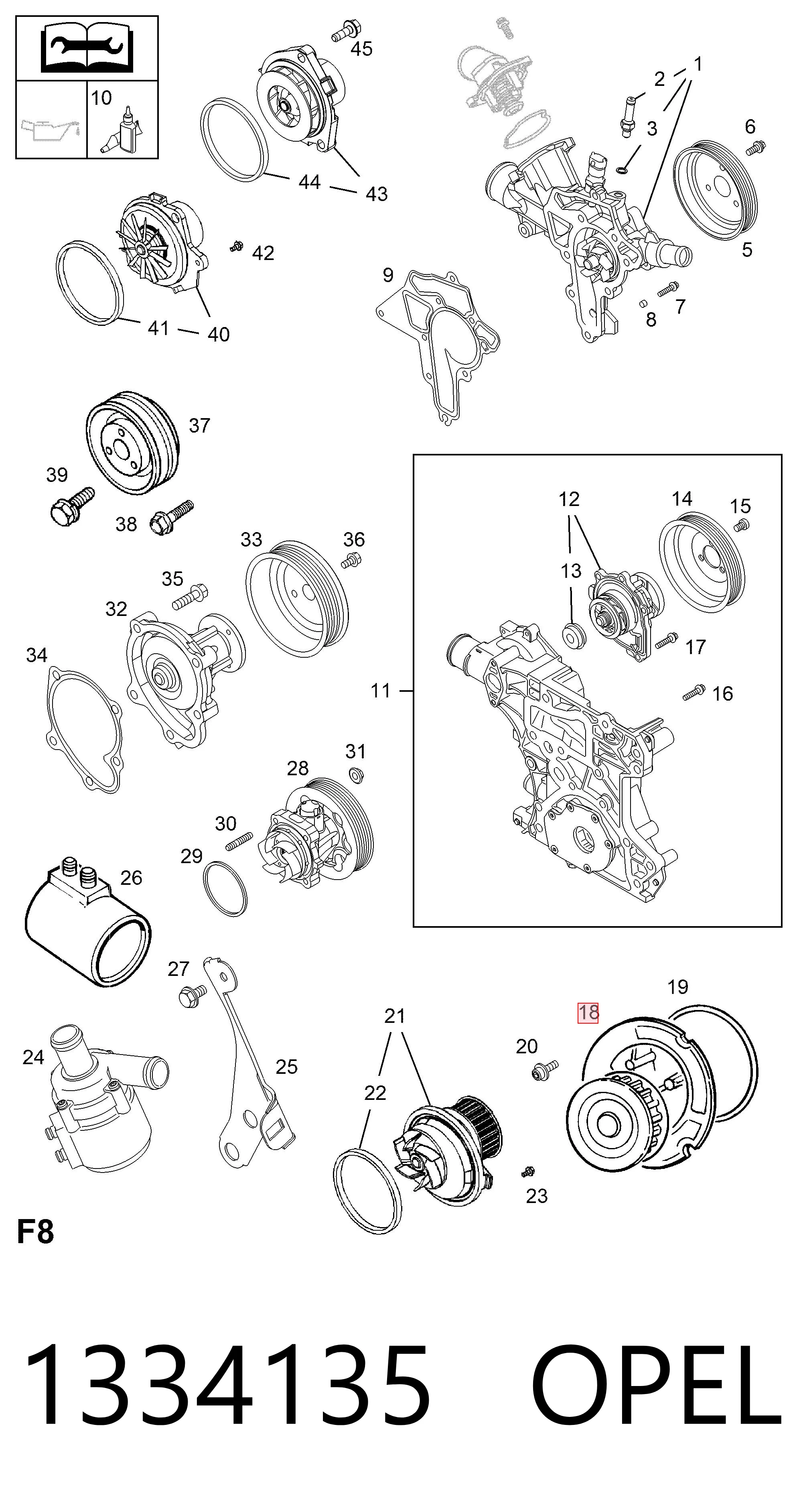Bomba de agua 1334135 OPEL