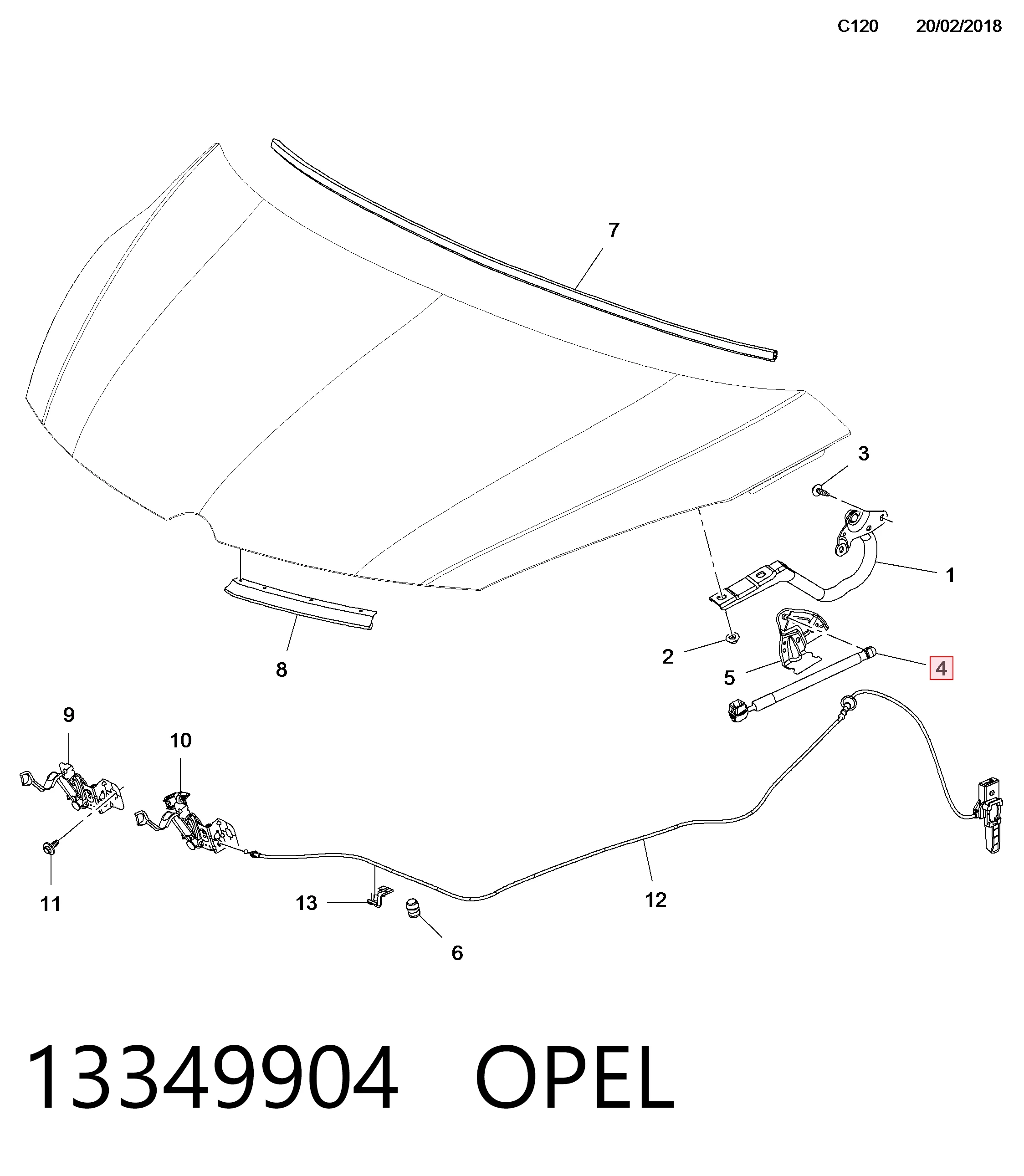 Muelle de capó  para Opel Zafira C P12