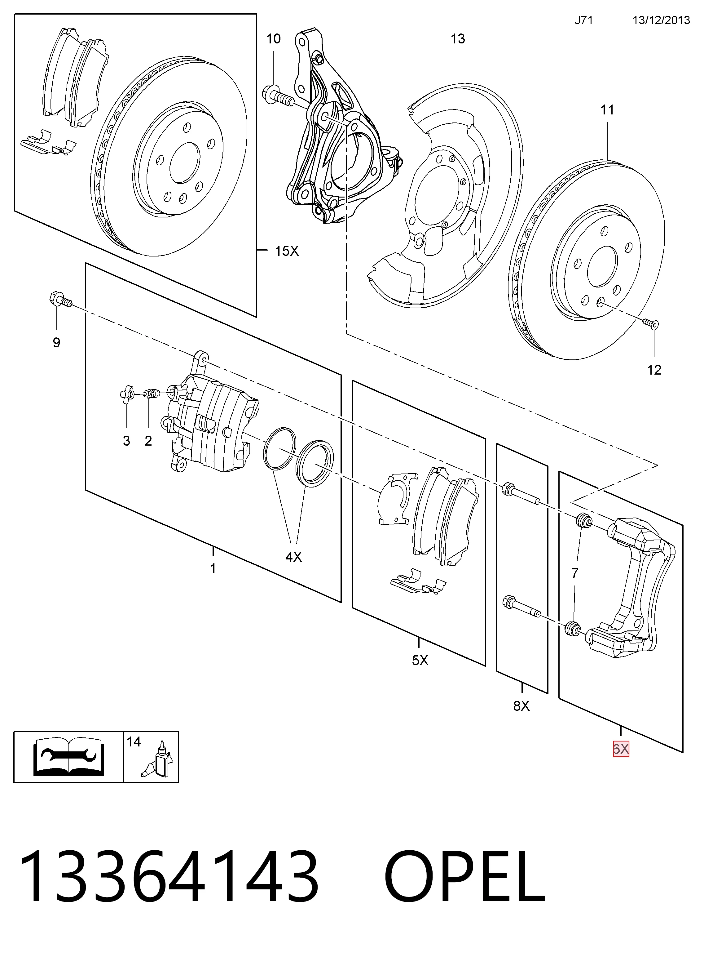 13364143 General Motors Soporte, pinza de freno delantera
