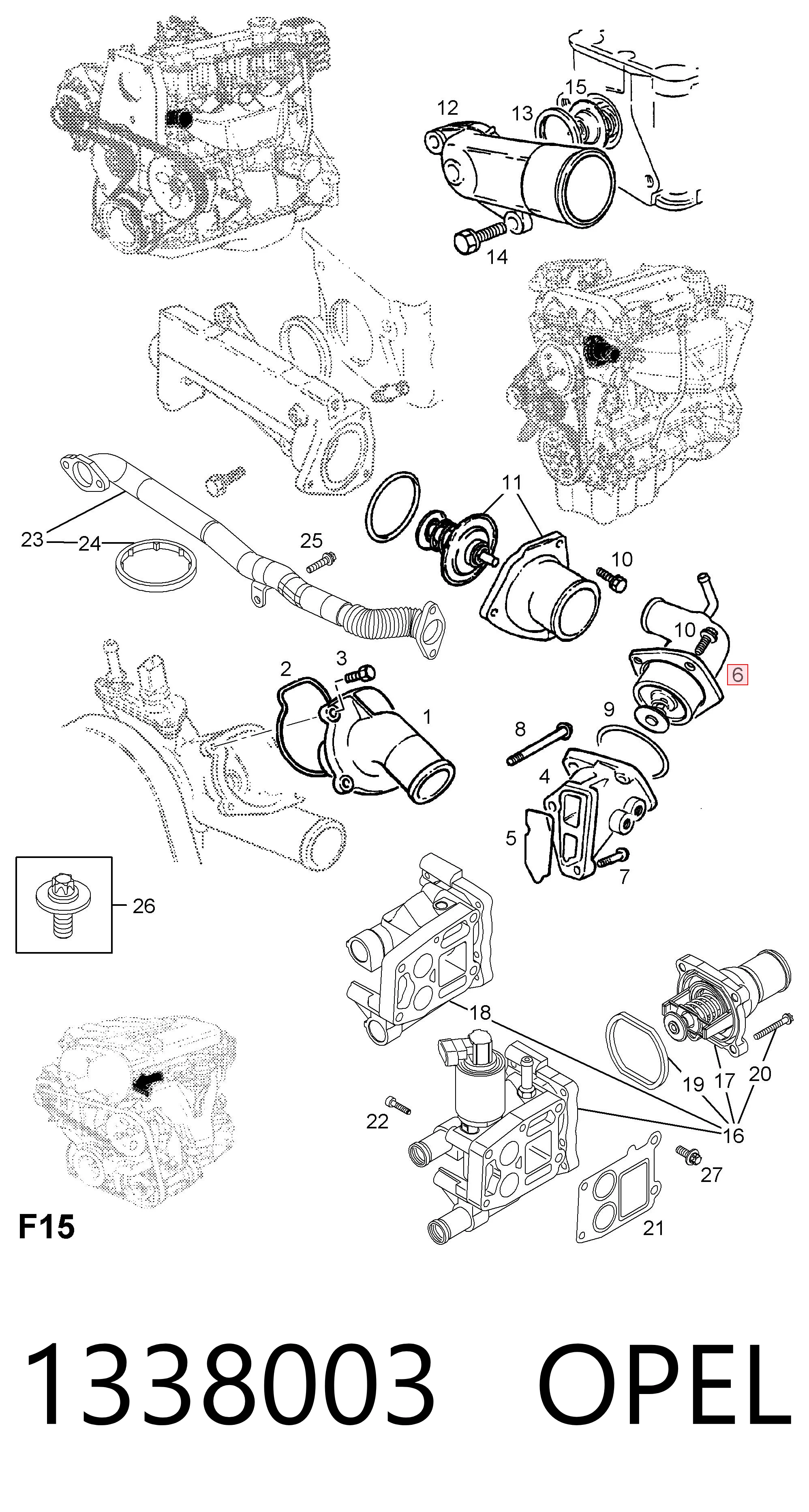 1338003 Opel Termostato de agua