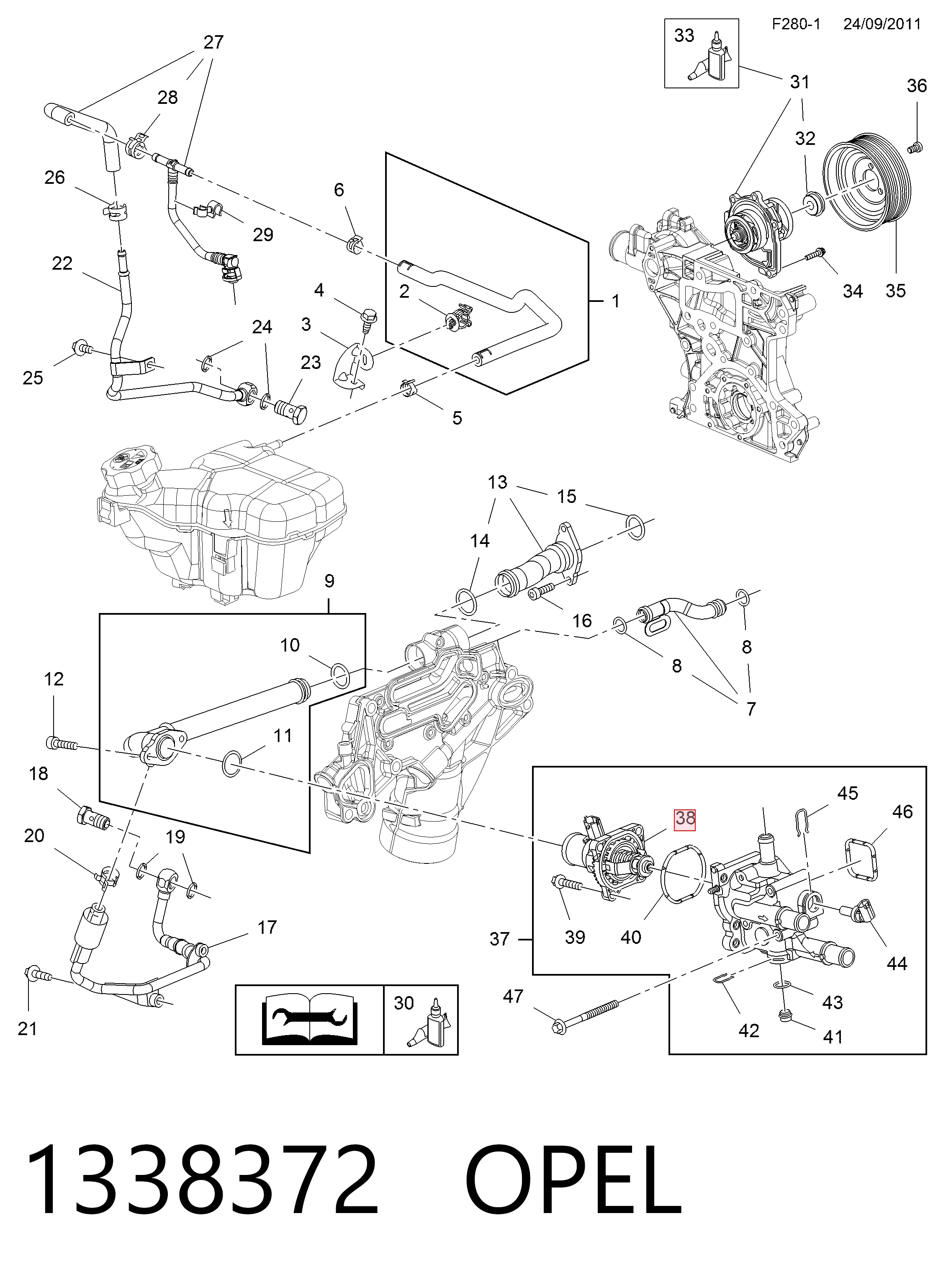 1338372 Opel Termostato de agua