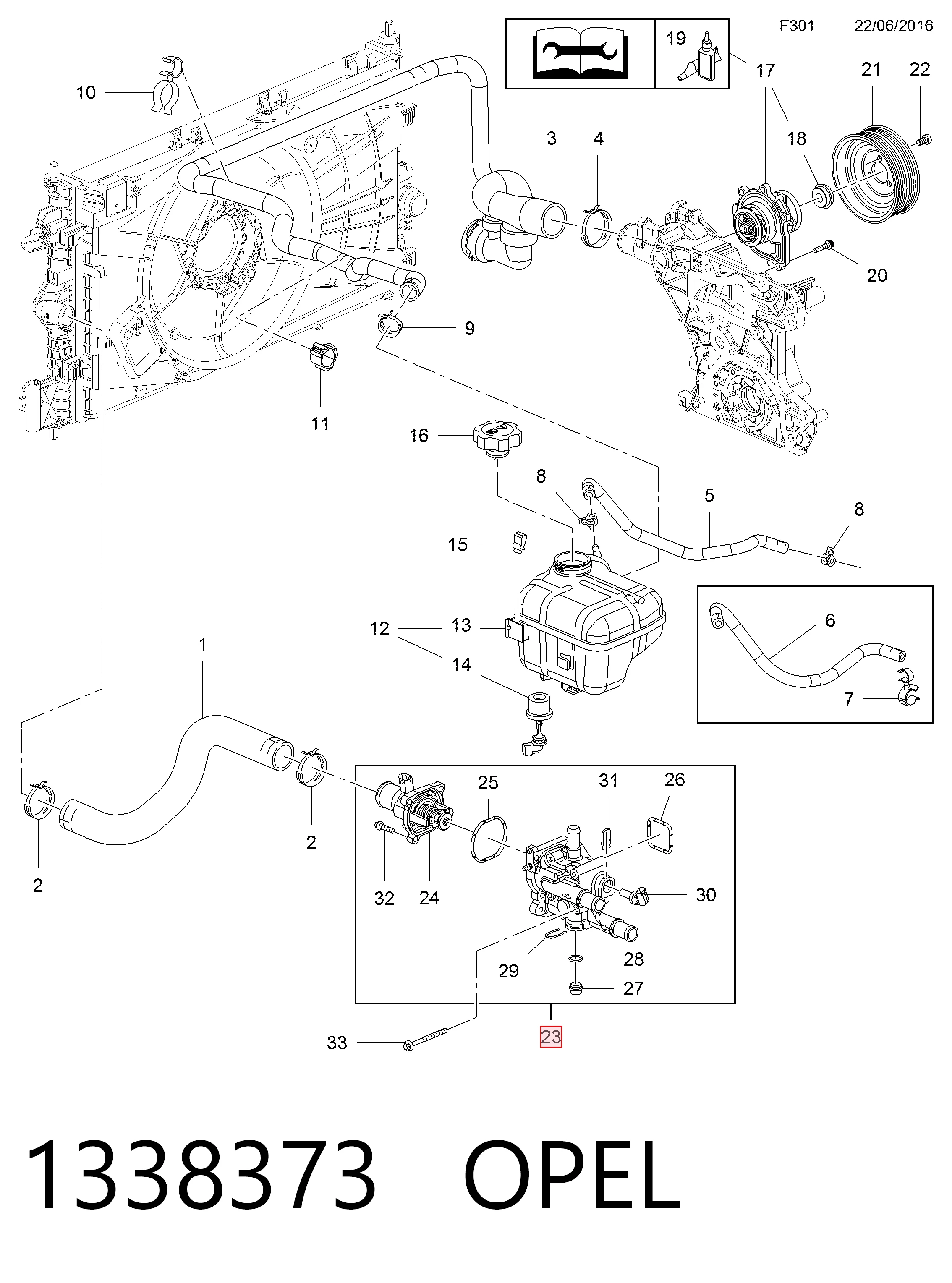 1338373 Opel Termostato de agua