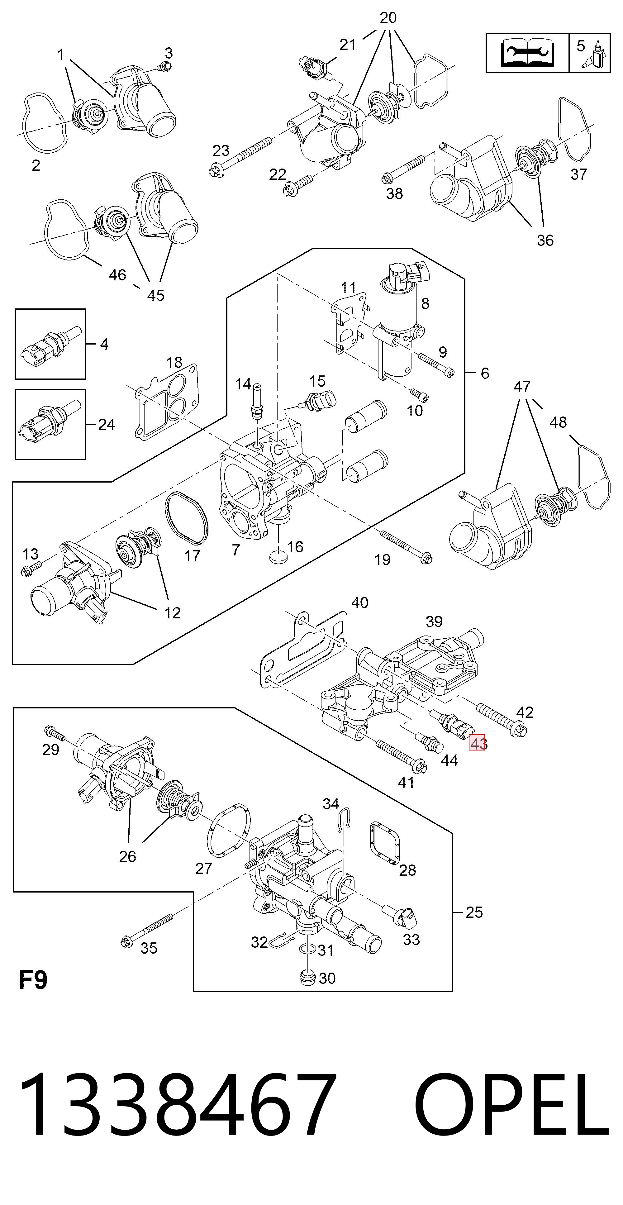 1338467 Opel Sensor temperatura refrigerante