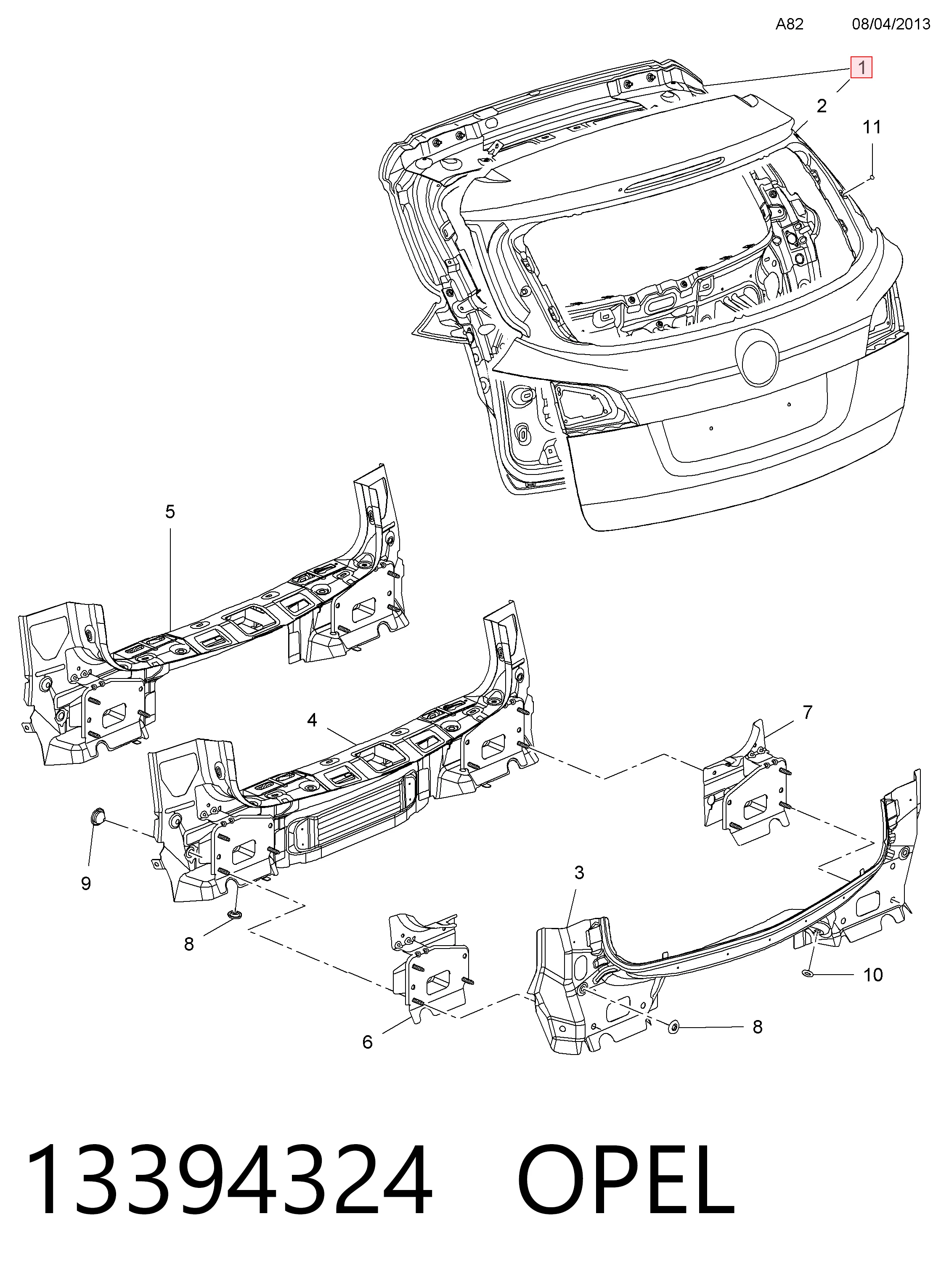 Comprar Puerta trasera del maletero (portón trasero) Opel Astra P10 a bajo precio