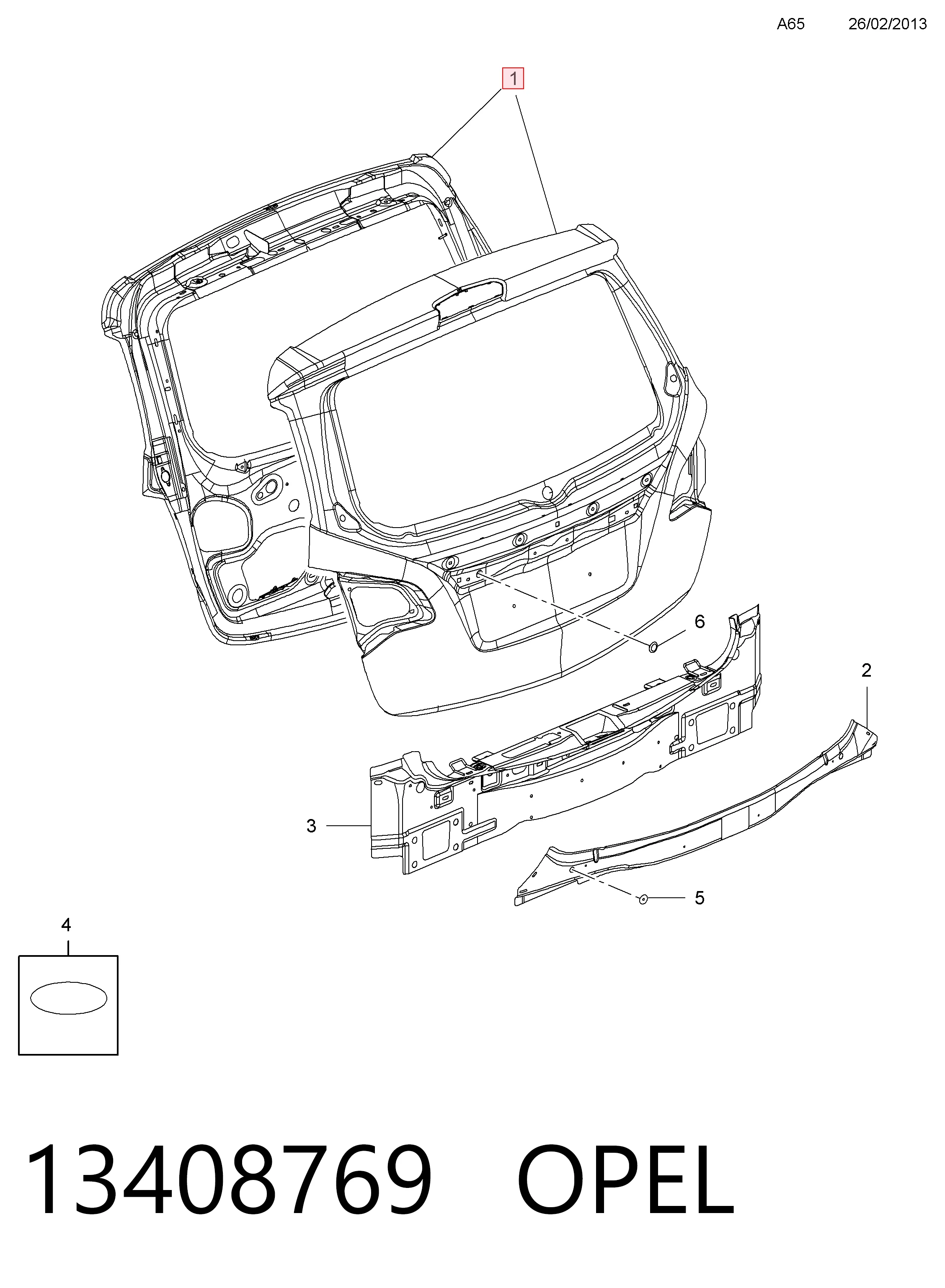 Porton trasero para Opel Meriva B 