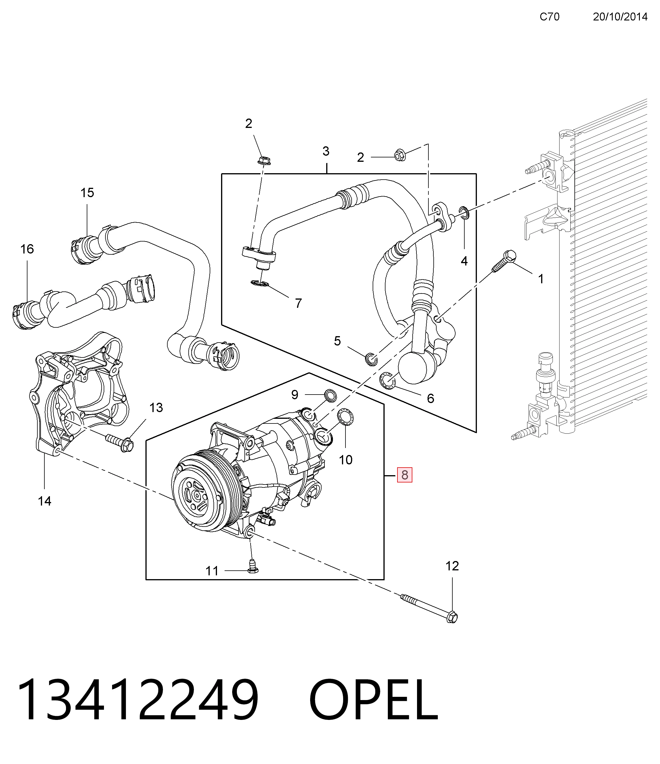 13412249 Opel Compresor climatizador
