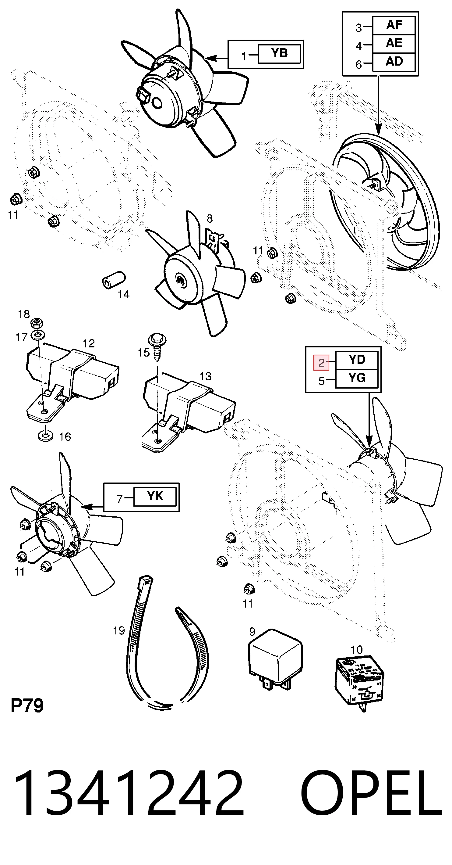 Ventilador de refrigeración del motor Opel Astra F