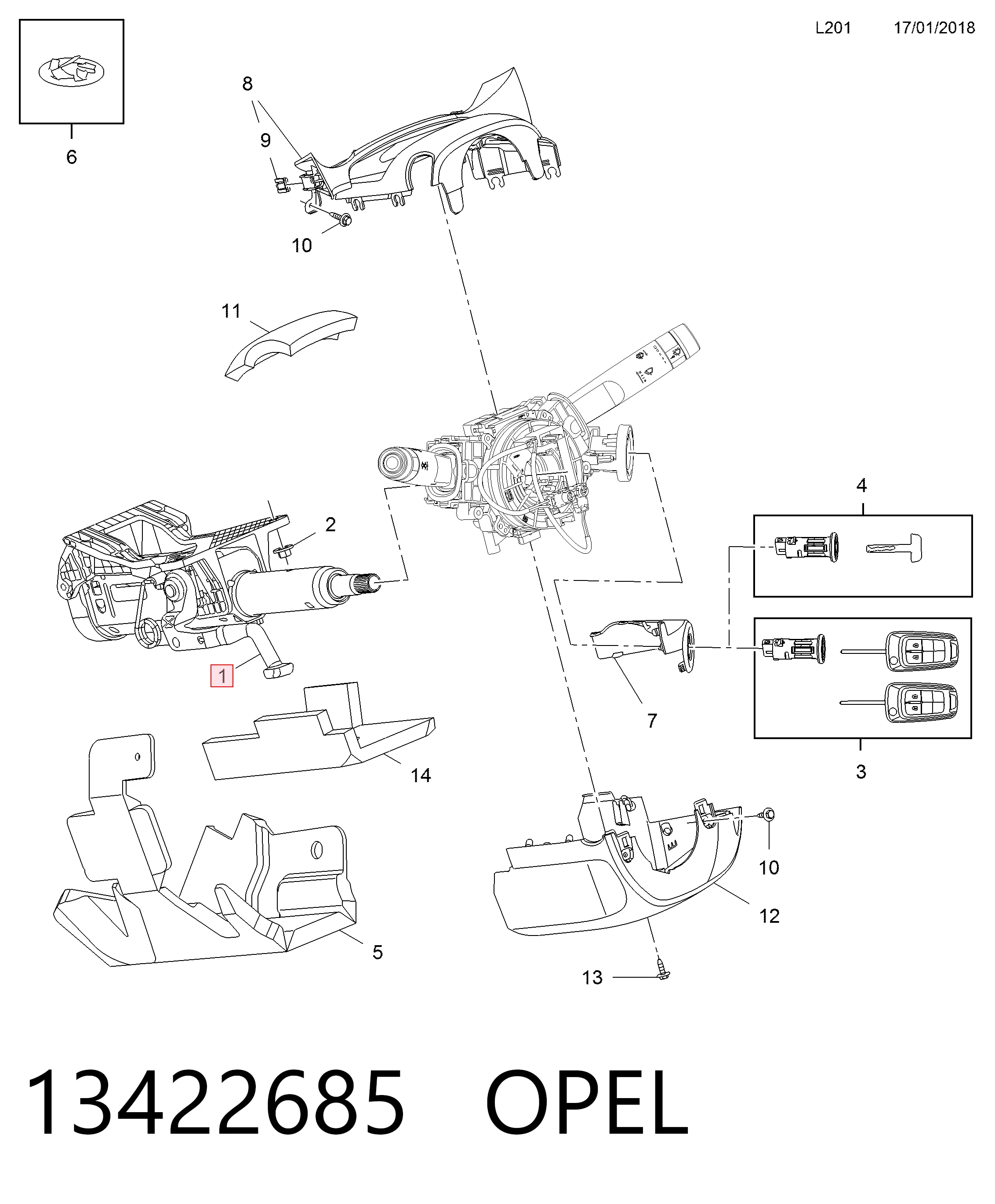 Columna de volante para Opel Astra J 