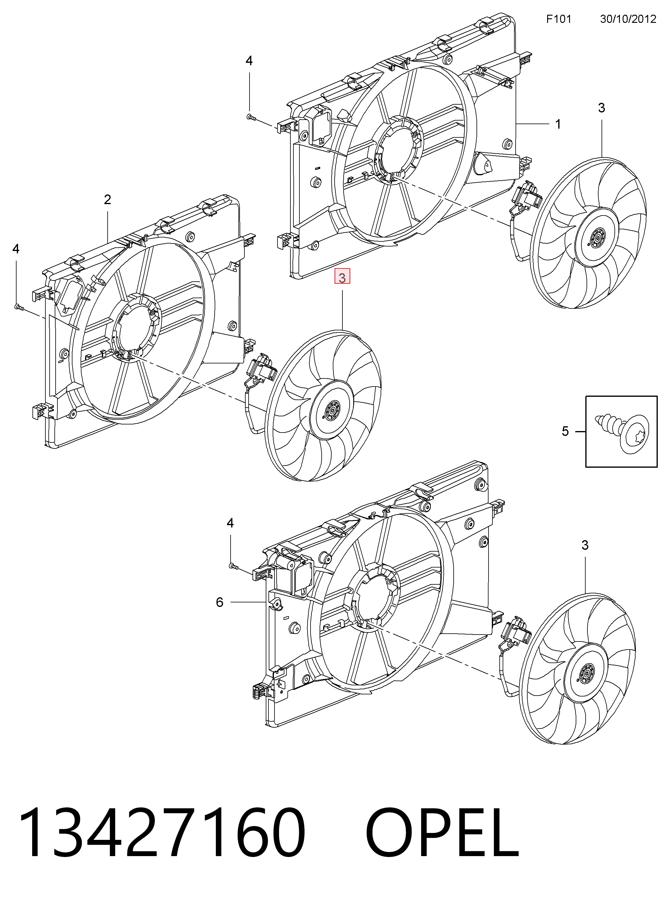 Ventilador del motor 13347163 Peugeot/Citroen