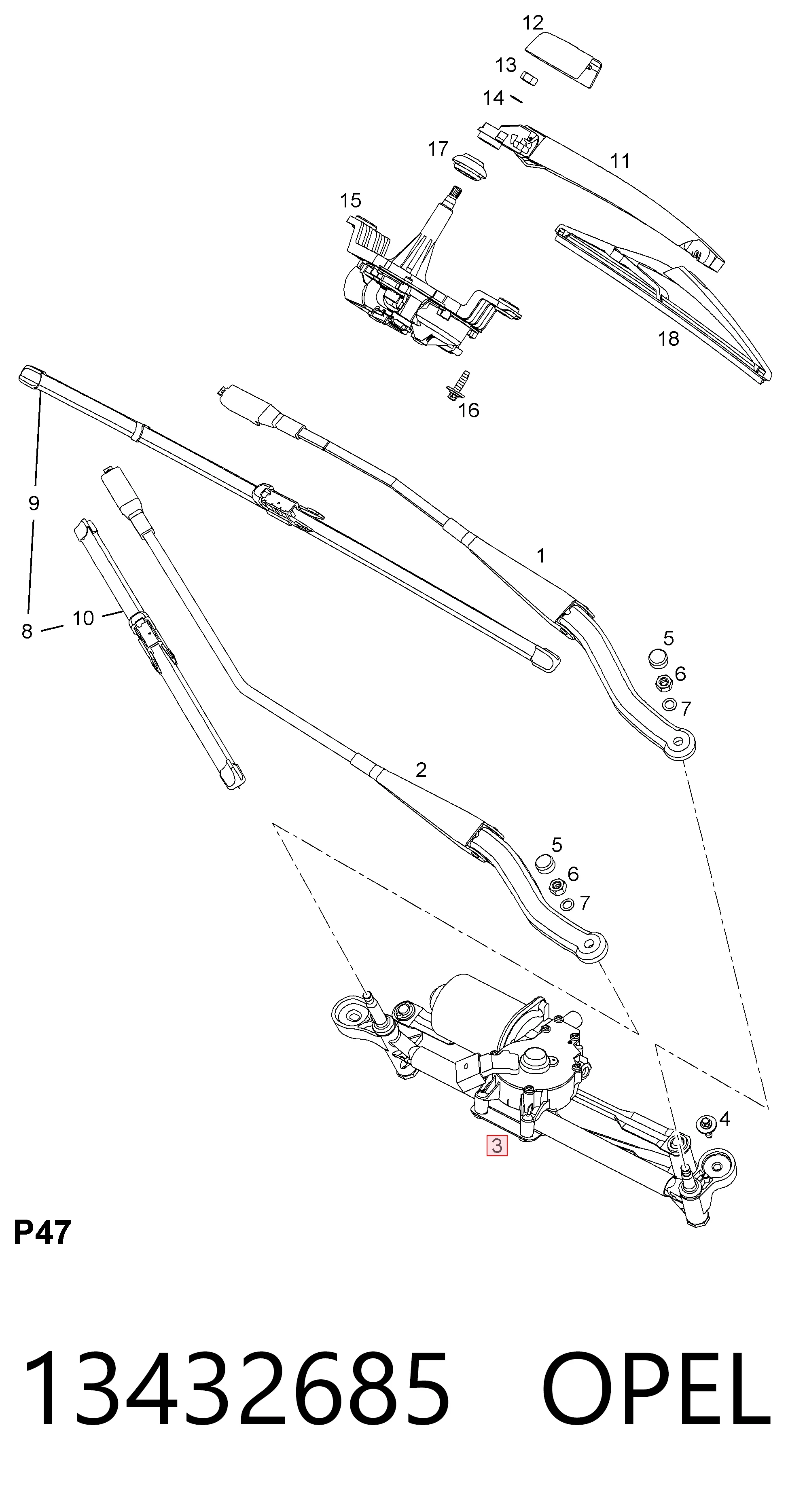 Comprar Trapezio del limpiaparabrisas Opel Corsa  S07 a bajo precio