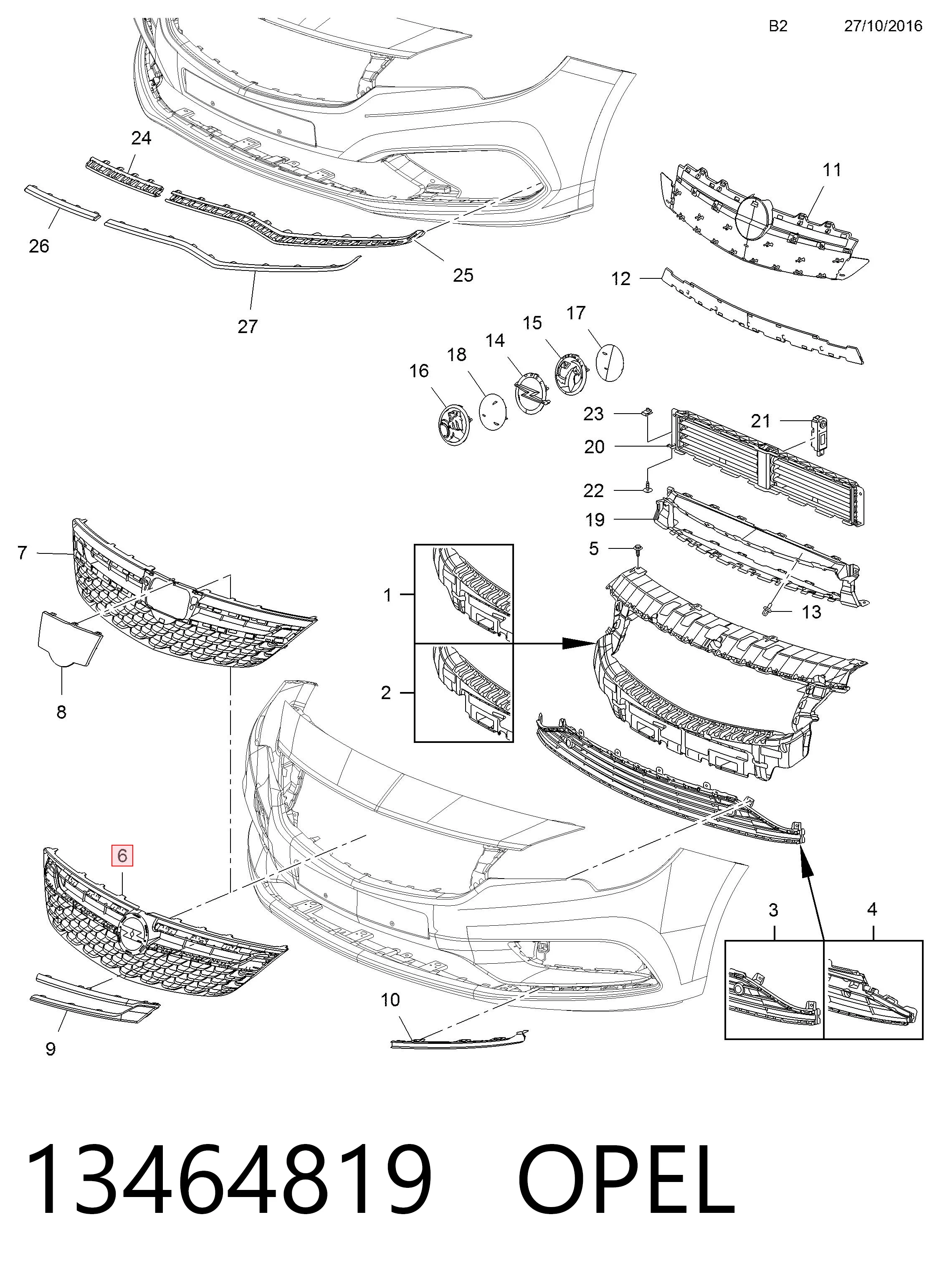 Parrilla para Opel Astra 