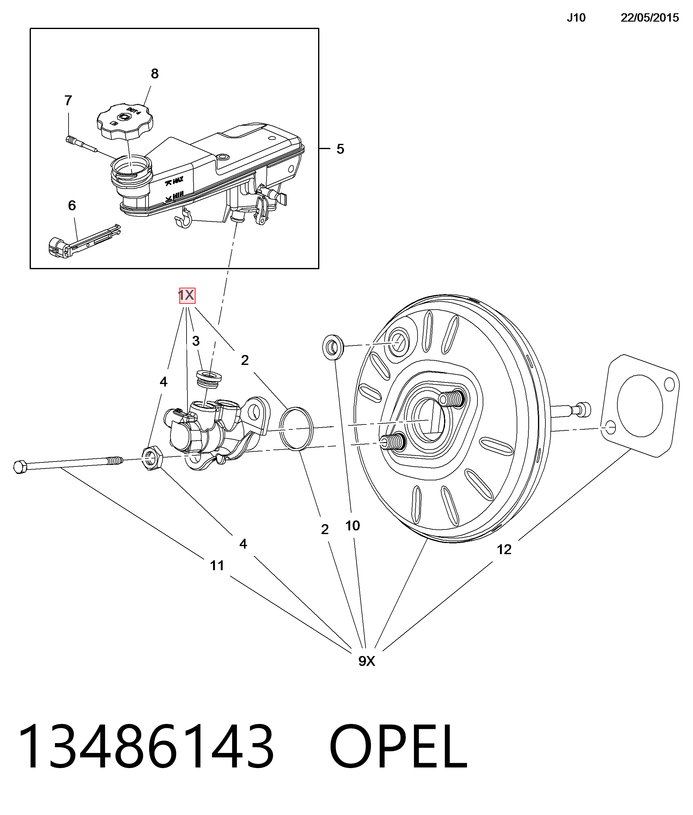 Cilindro principal de frenos para Opel Astra K 