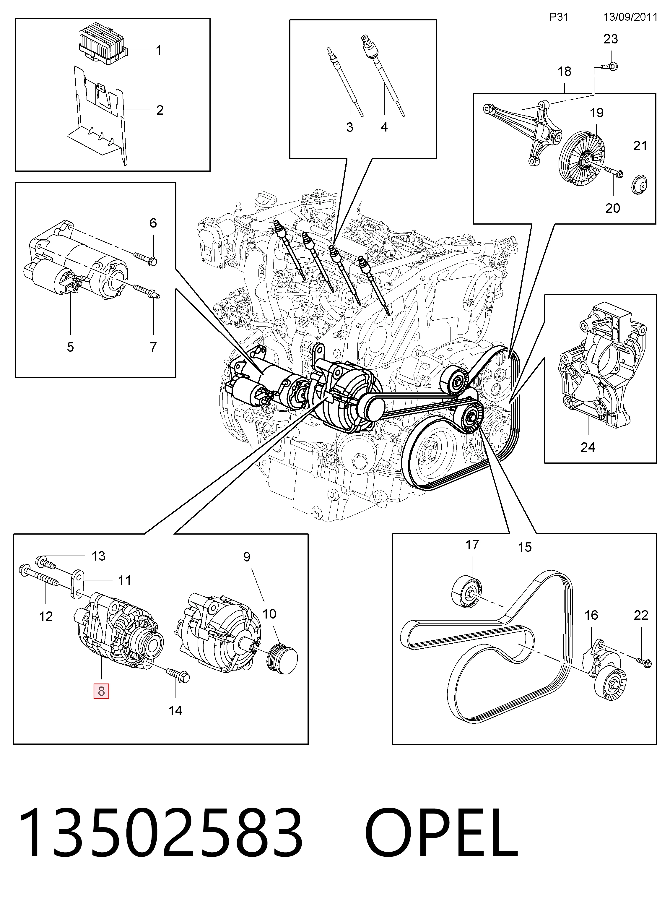 13502583 Opel Alternador de coche