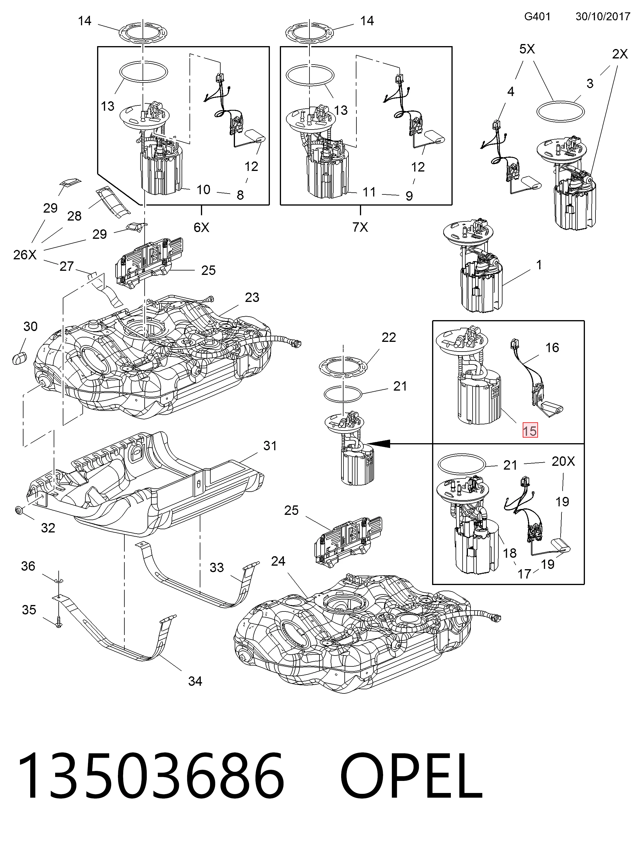 13503686 General Motors Módulo de alimentación de combustible