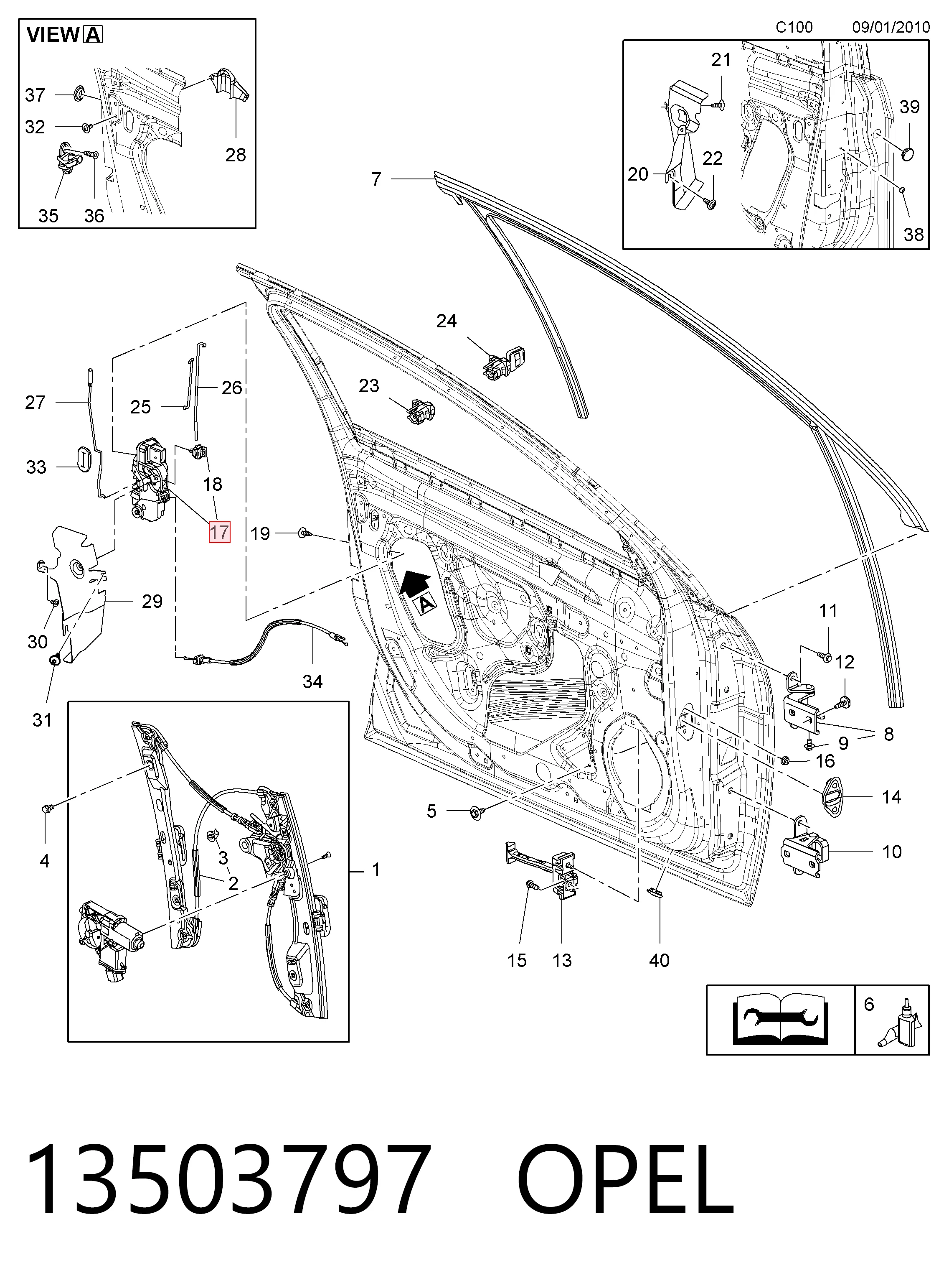 Cerradura de puerta para Chevrolet Cruze  J300