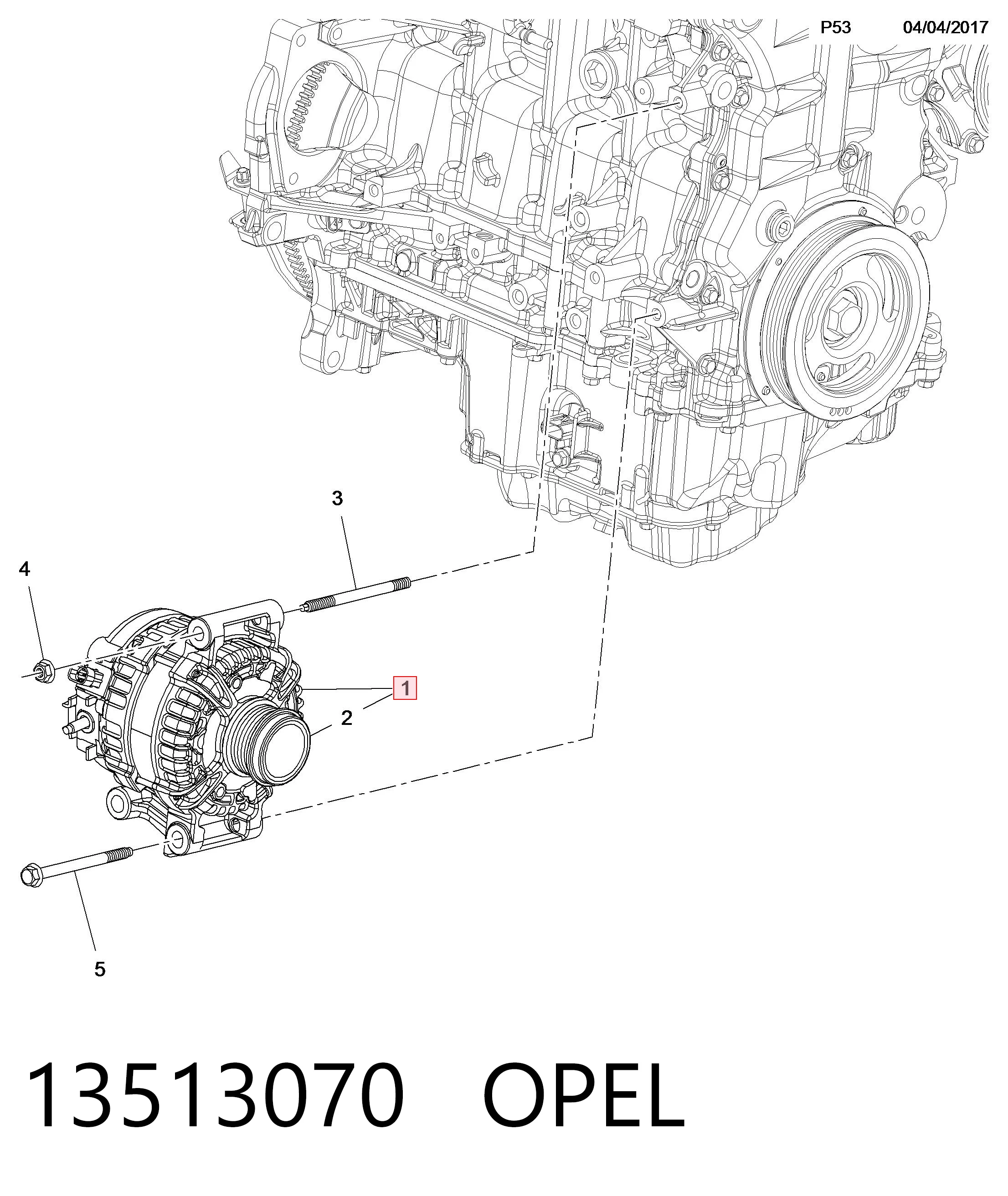 13513070 Opel Alternador de coche