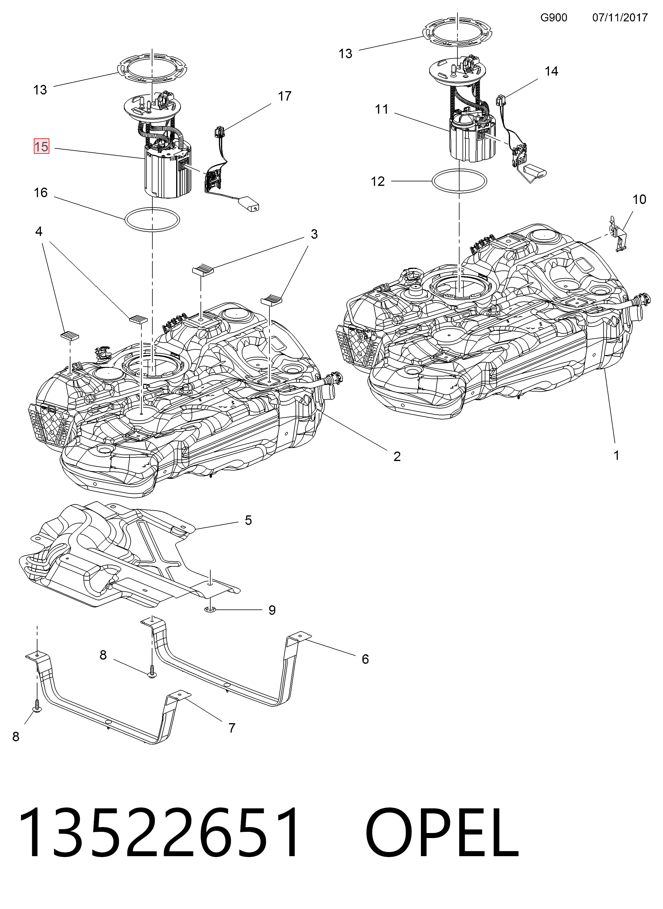 Módulo de alimentación de combustible para Opel Astra K 
