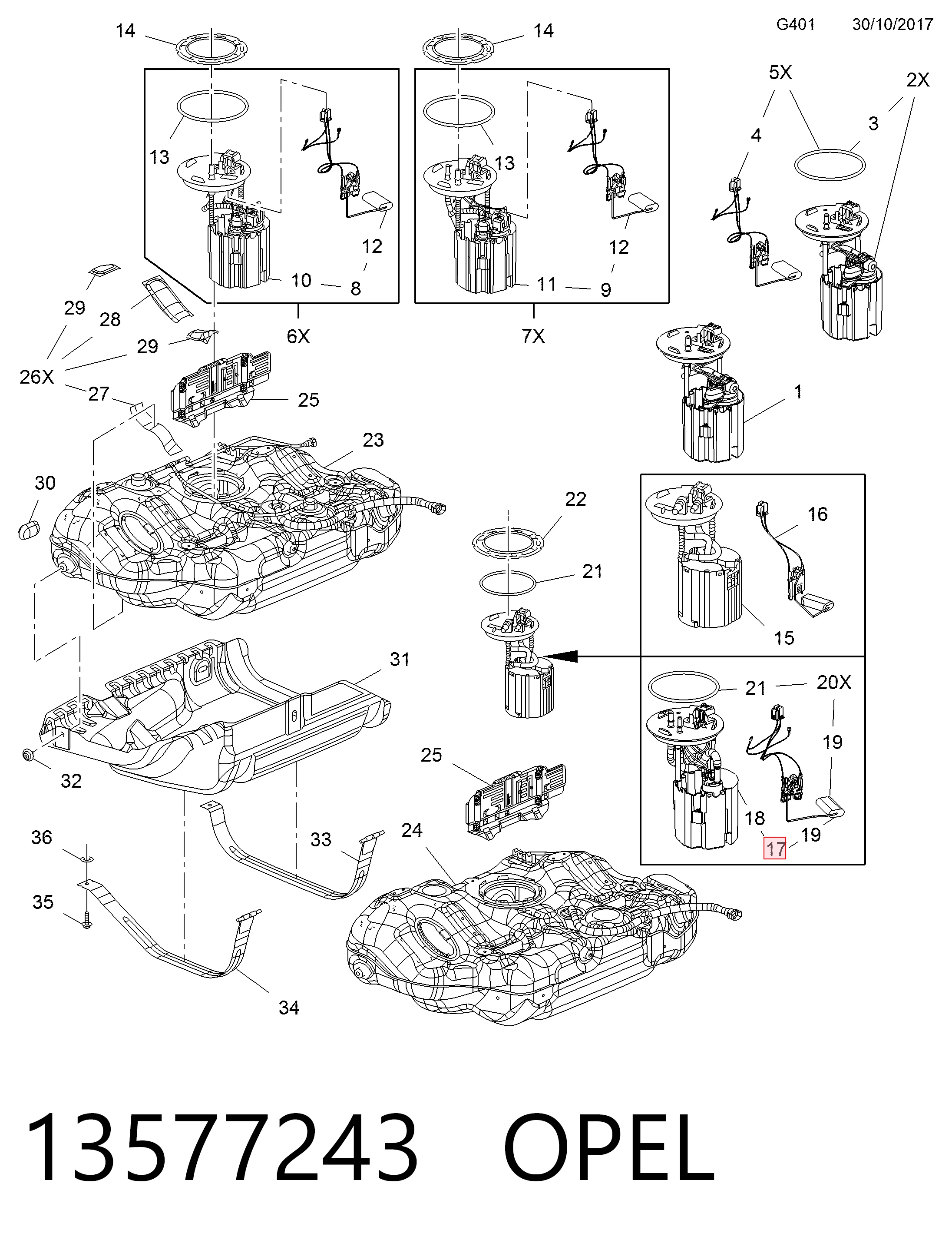 Módulo alimentación de combustible  General Motors 13577243 precio, desde 140,07 EUR