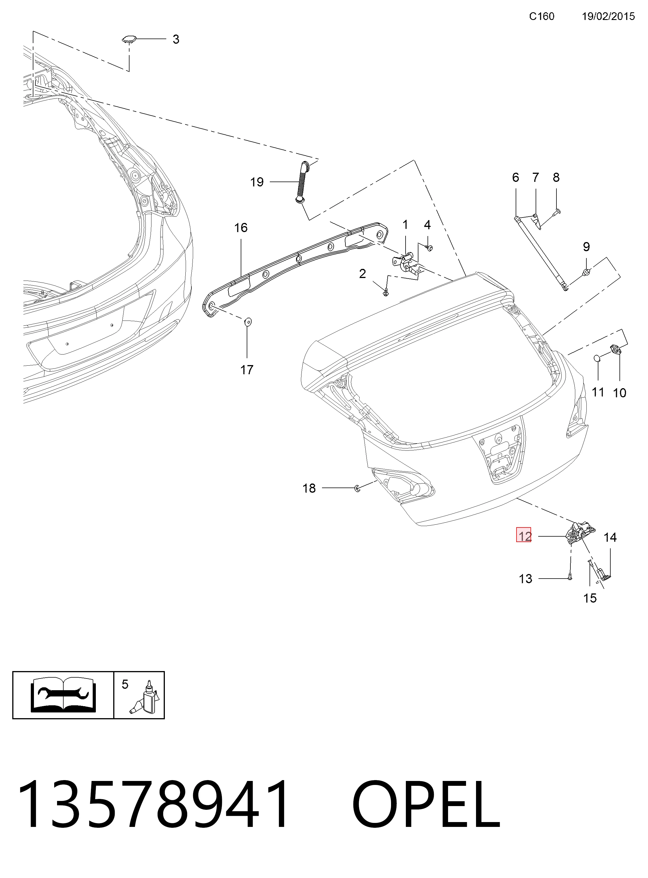 Cerradura de portón trasero General Motors 13578941 precio, desde 58,08 EUR