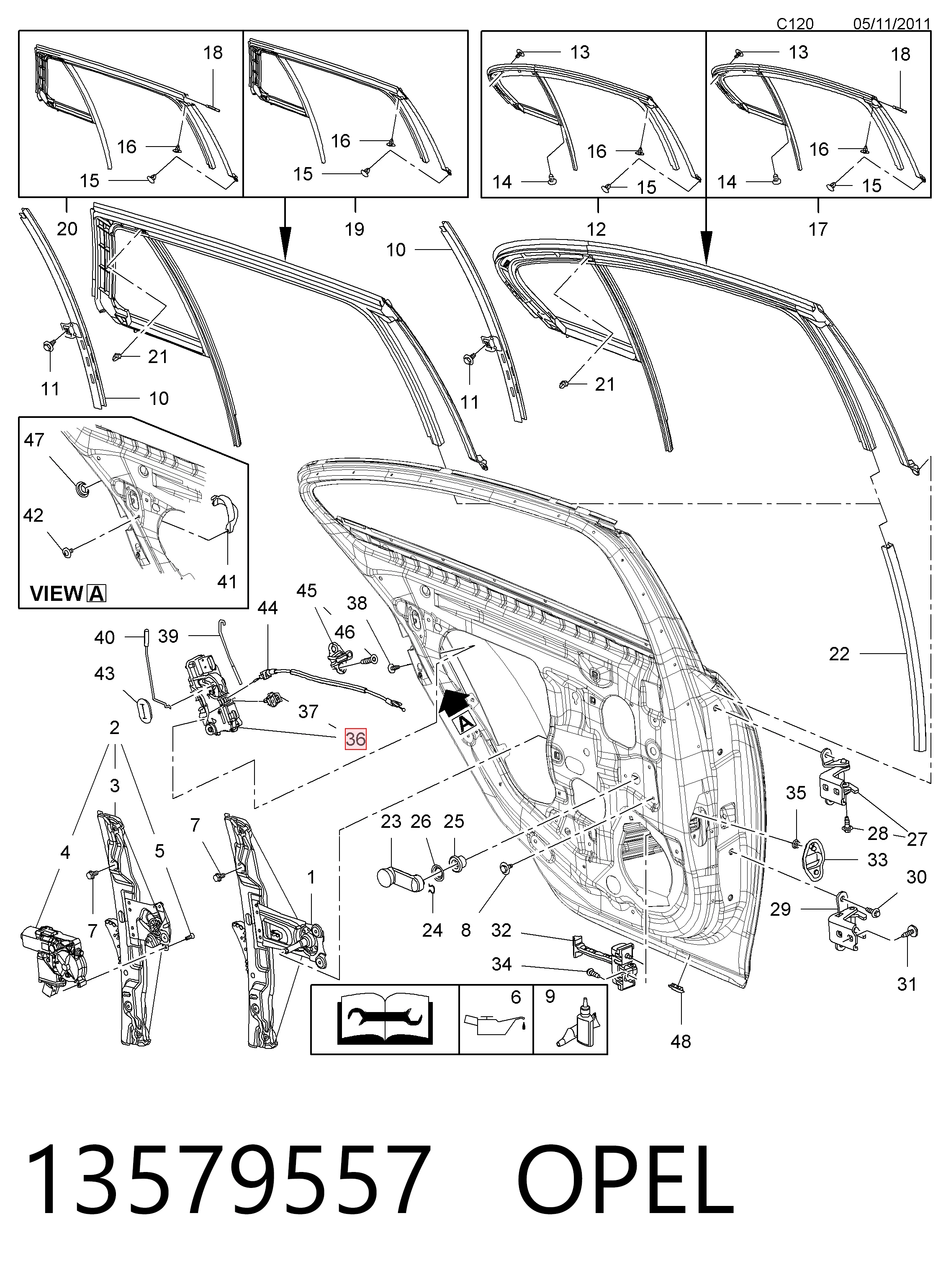 13579557 Opel Cerradura de puerta trasera izquierda