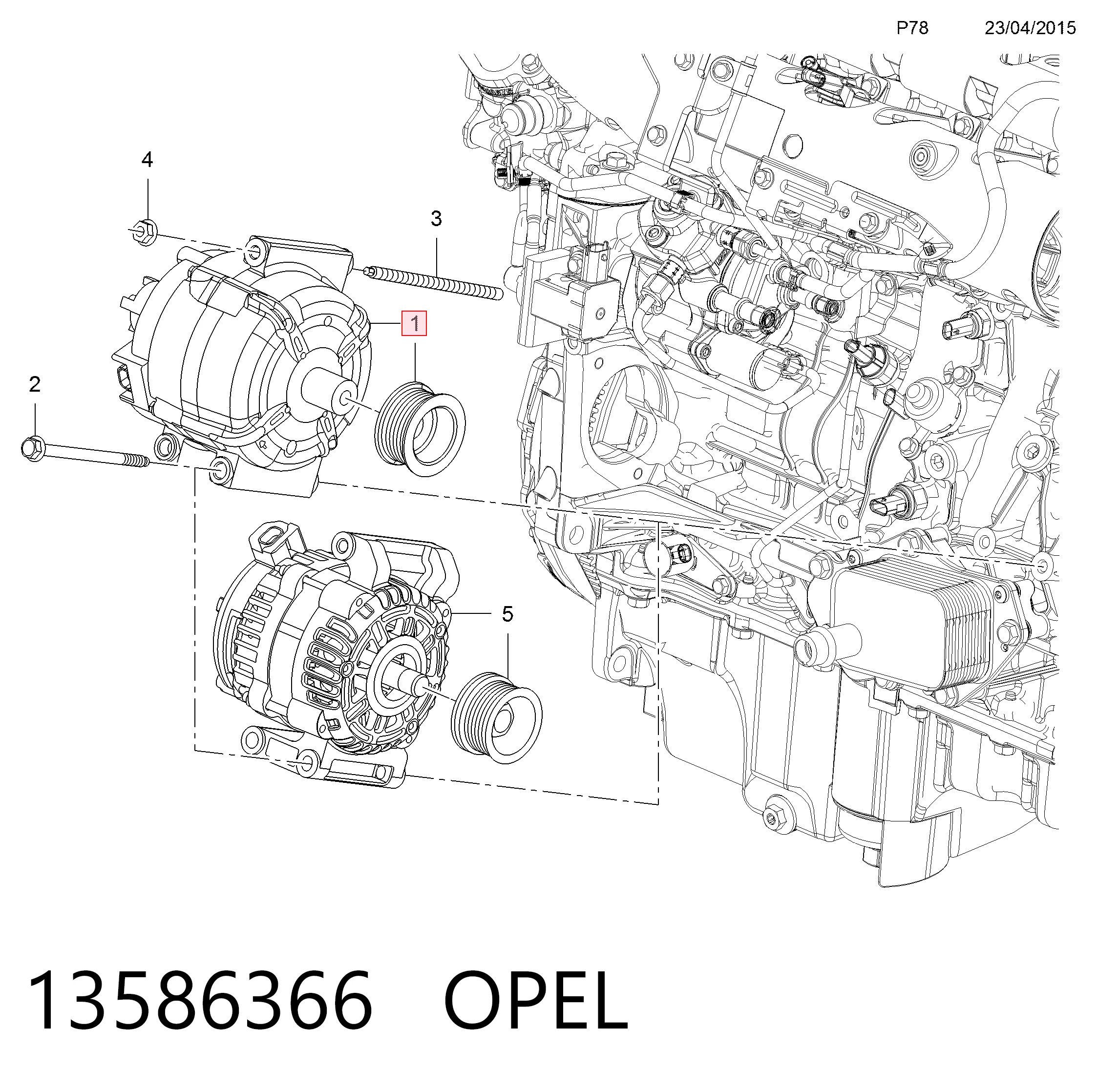 13586366 Opel Alternador de coche