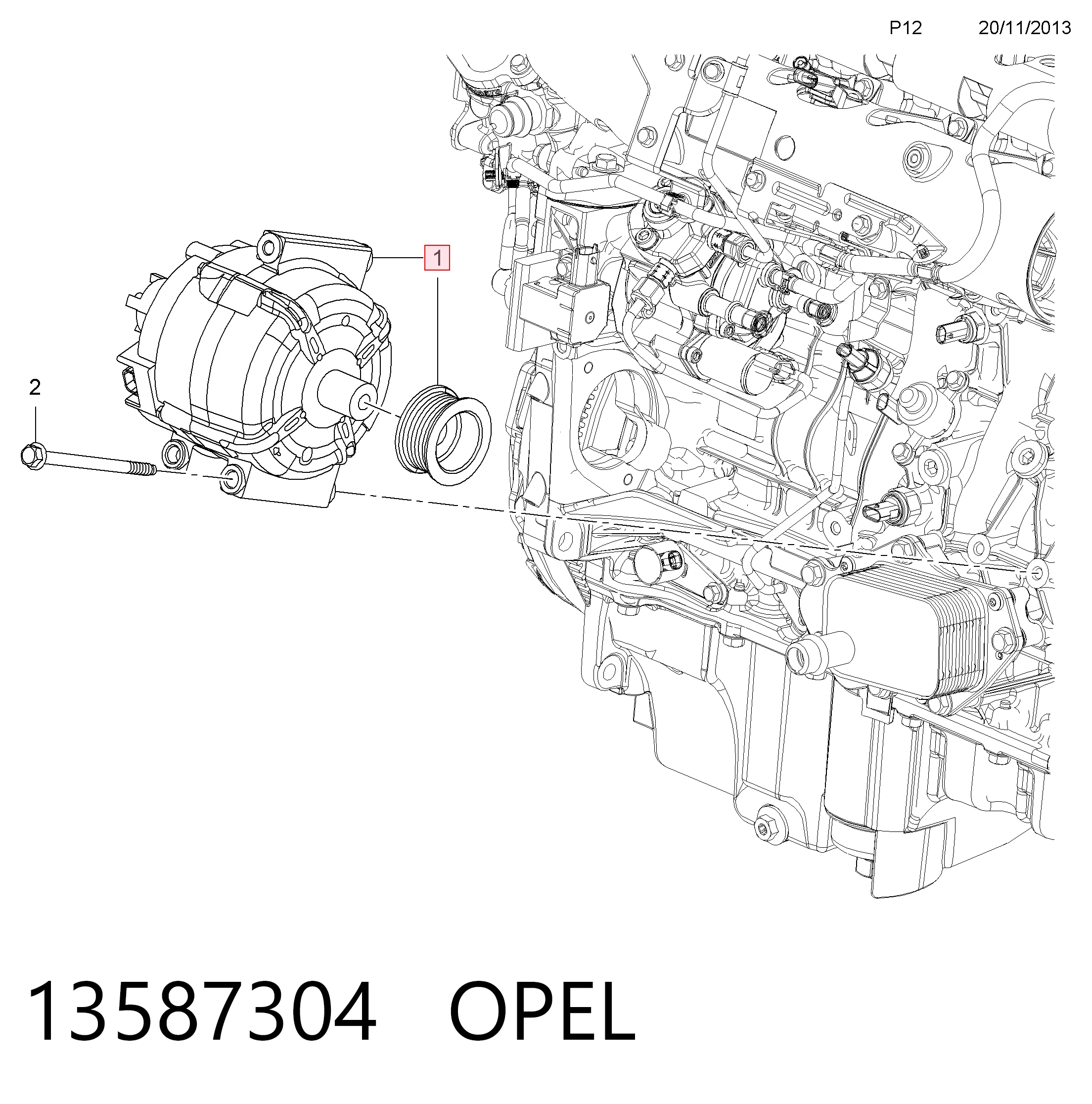 13587304 Opel Alternador de coche