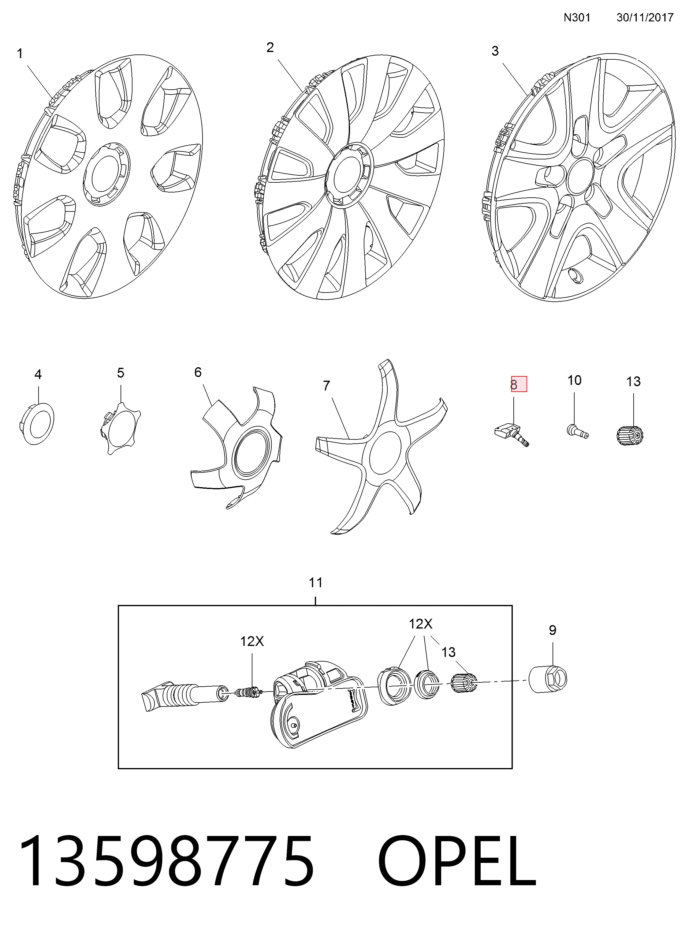 Comprar Sensor de presión de neumáticos Opel Zafira C P12