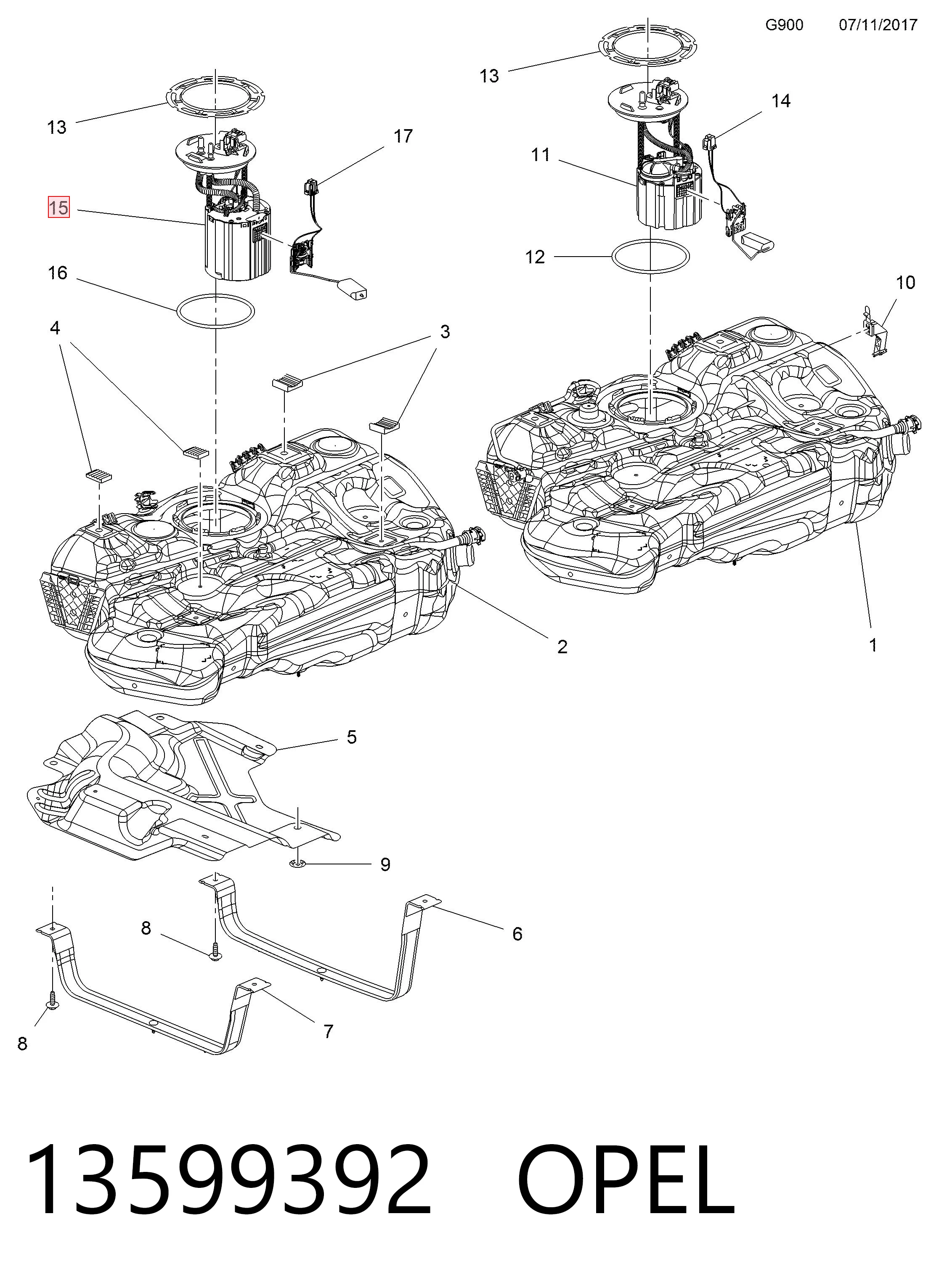 Módulo alimentación de combustible  Opel Astra K familiar (2015 - 2022) precio, desde 152,46 EUR