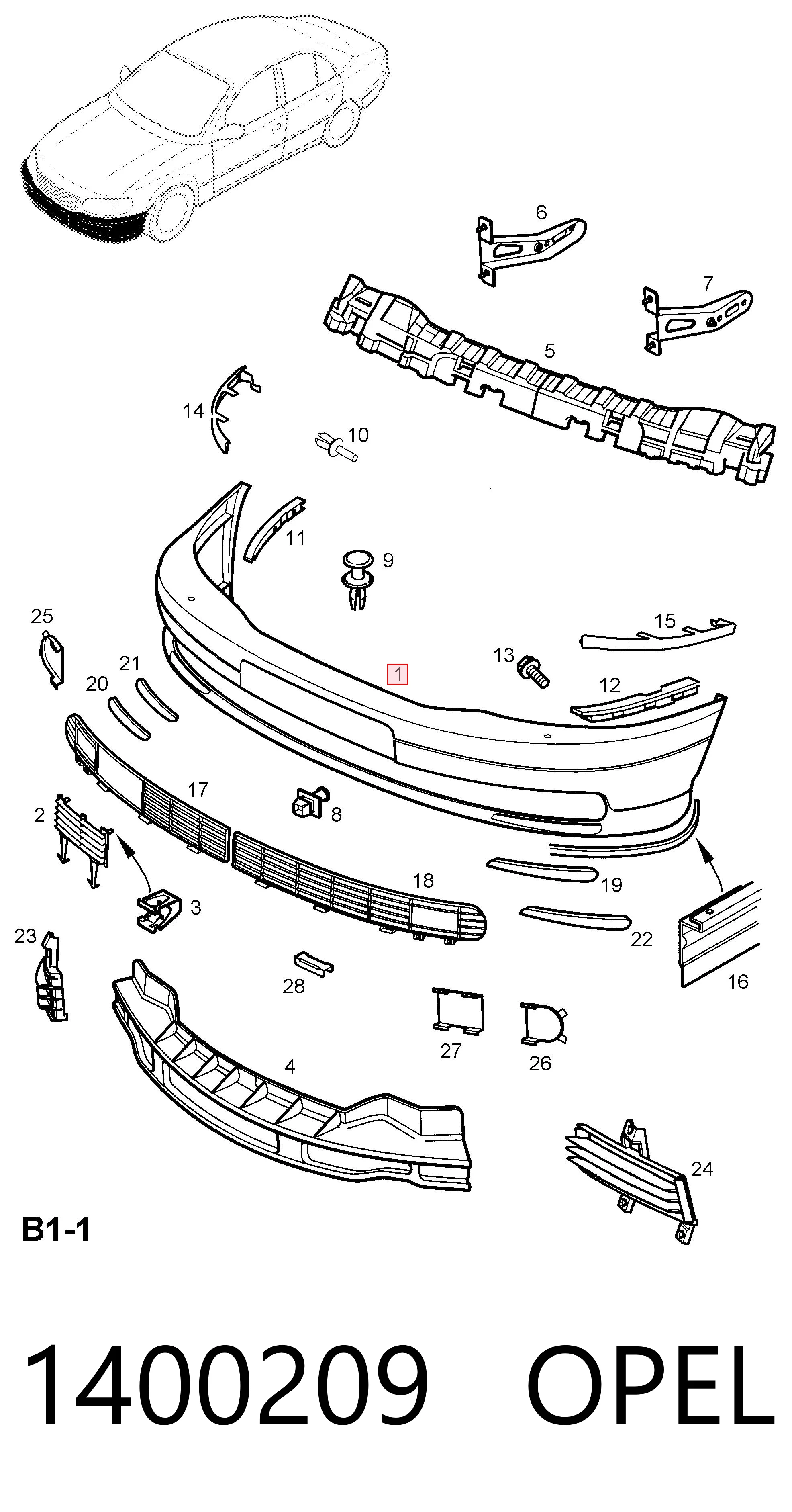 Paragolpes para Opel Omega 25, 26, 27