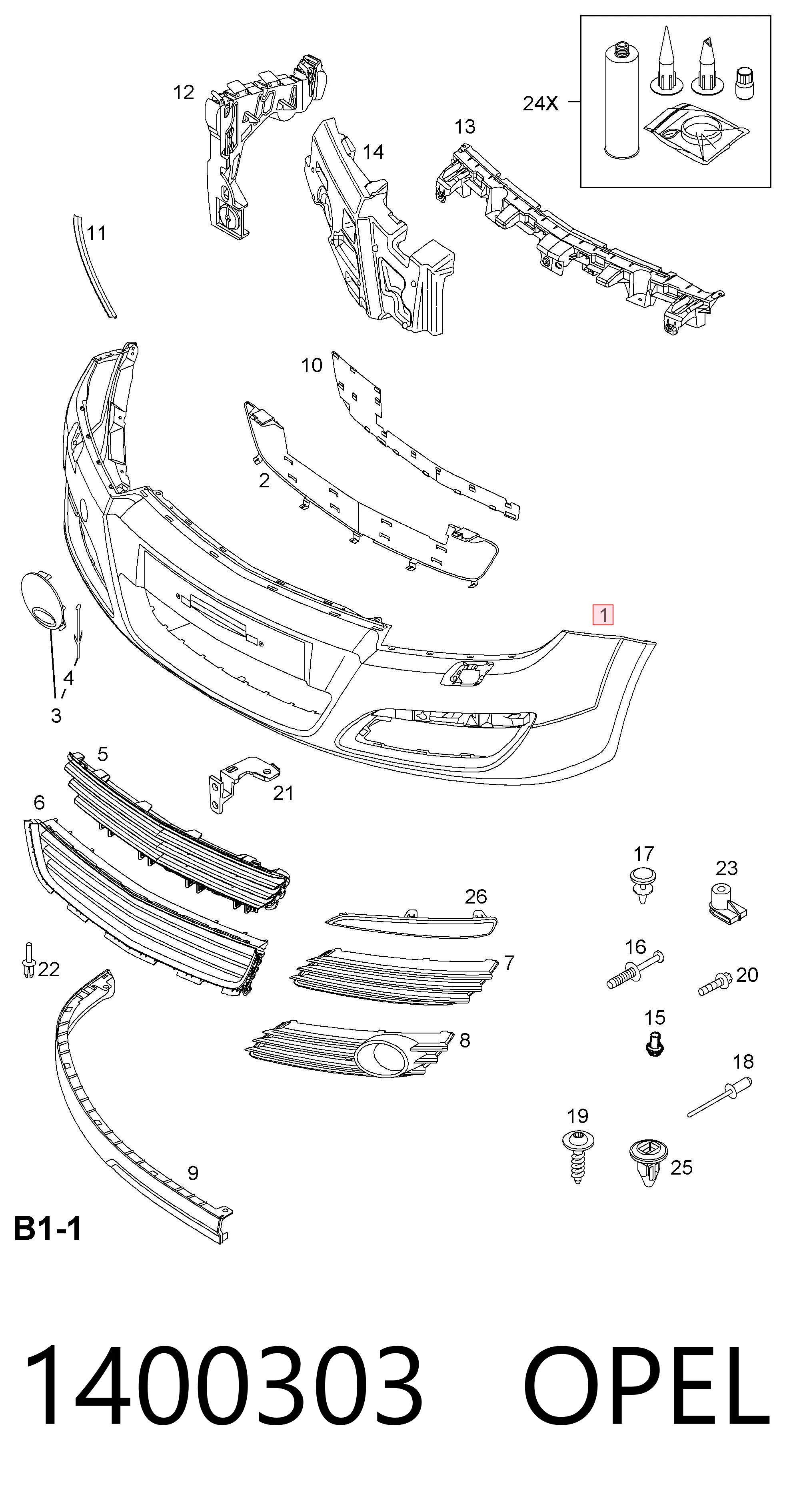 24460258 Peugeot/Citroen Paragolpes delantero
