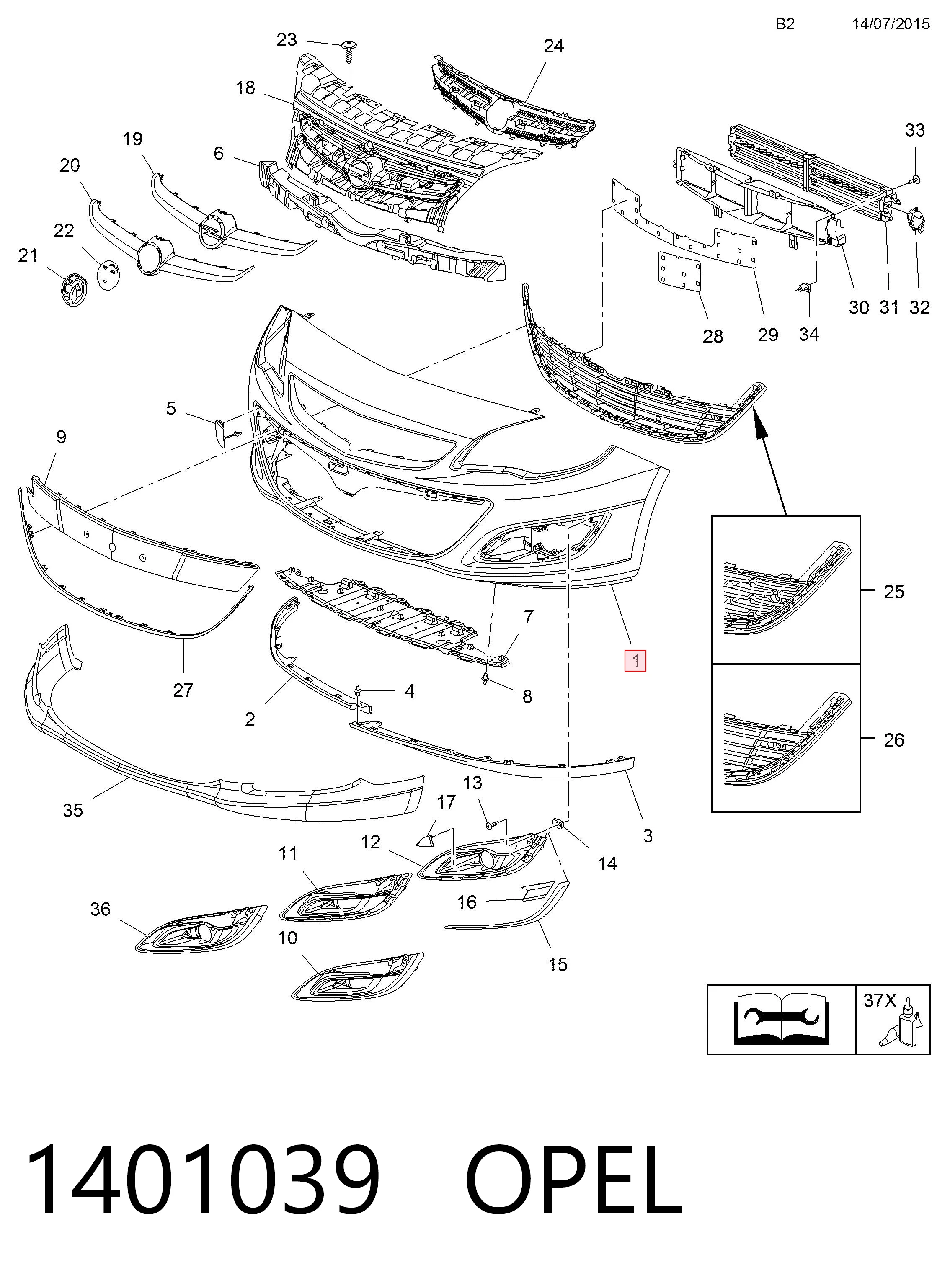 13395653 General Motors Paragolpes delantero