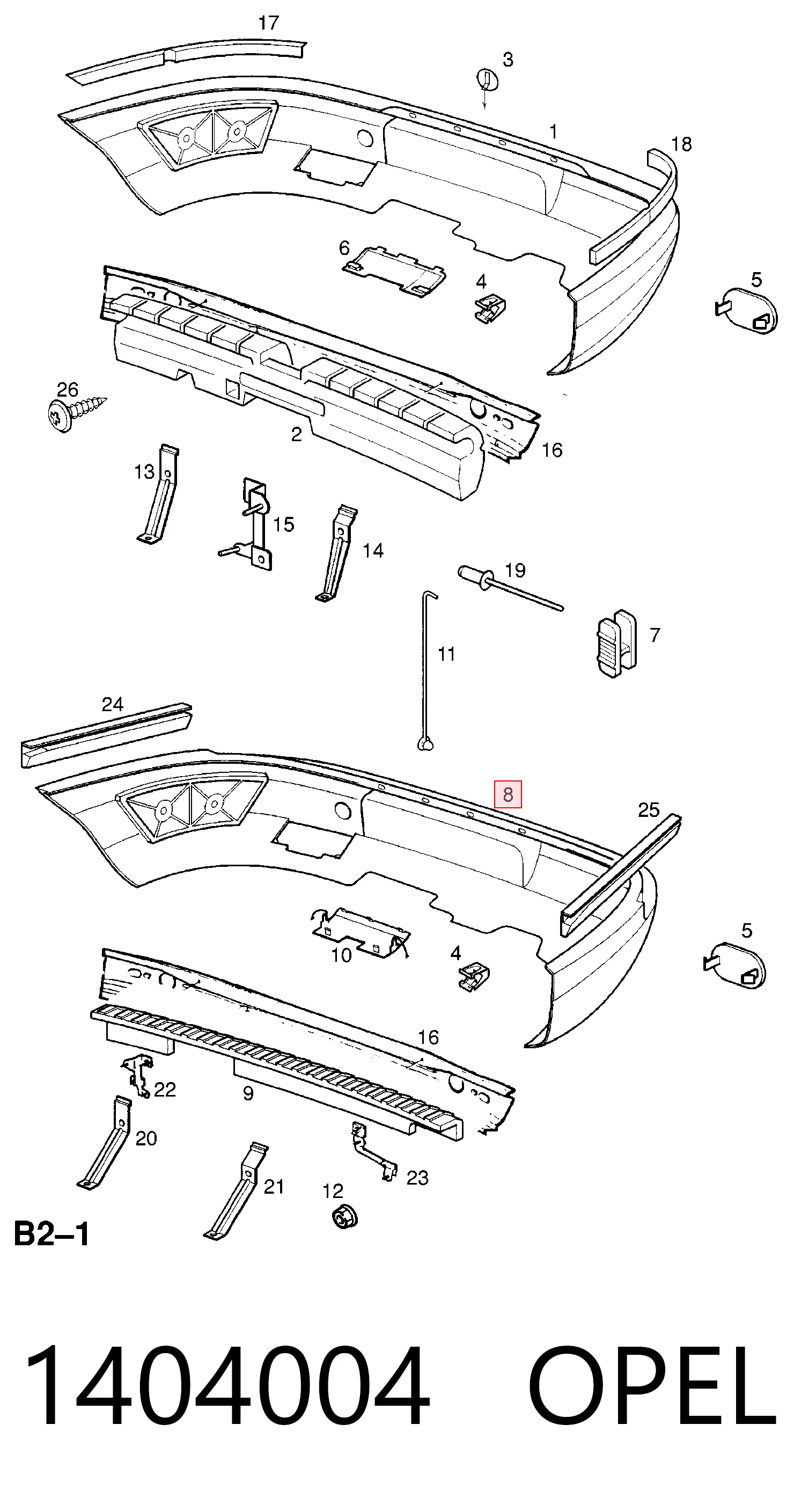 Comprar Parachoques trasero Opel Omega  21, 22, 23 a bajo precio