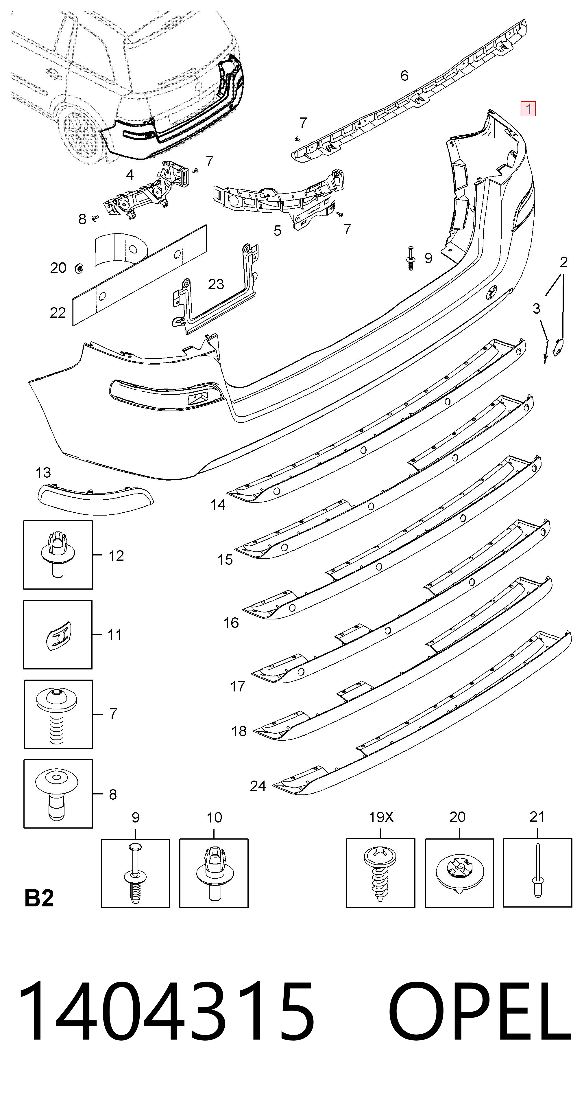 Defensa trasero para Opel Zafira B A05